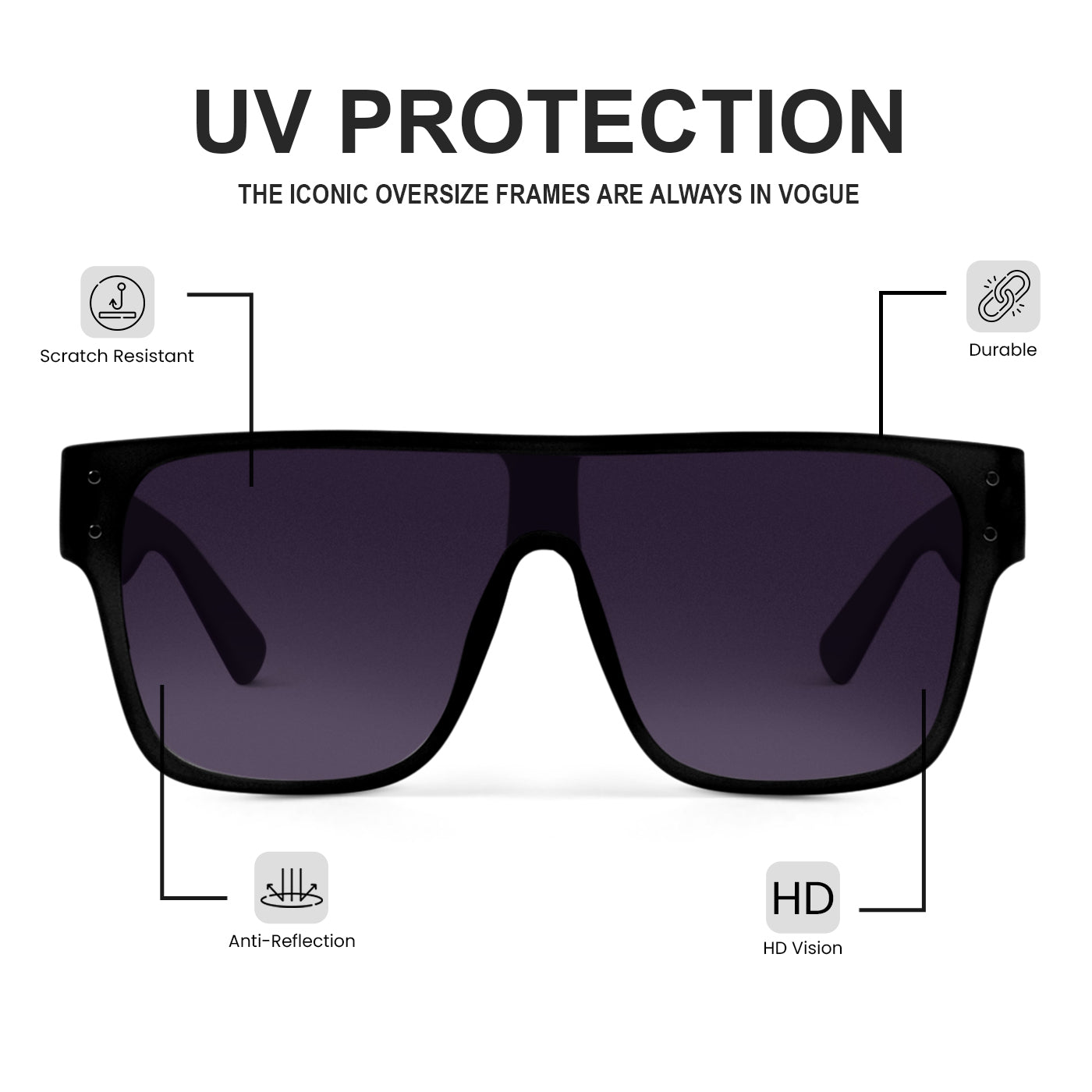 Luminary Black Oversize Sunglasses