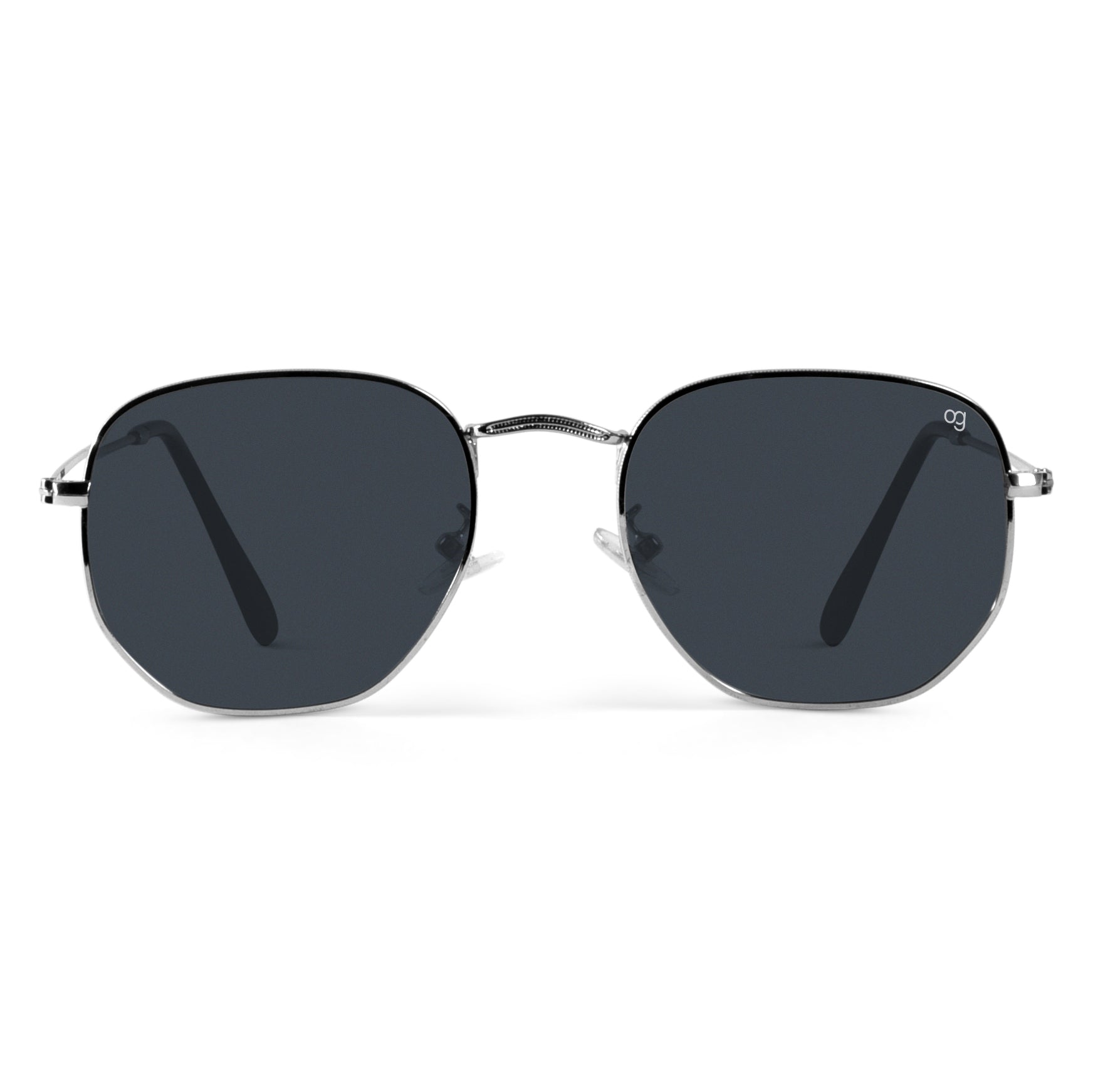 NukeShade Silver Hexagonal Polarized Sunglasses