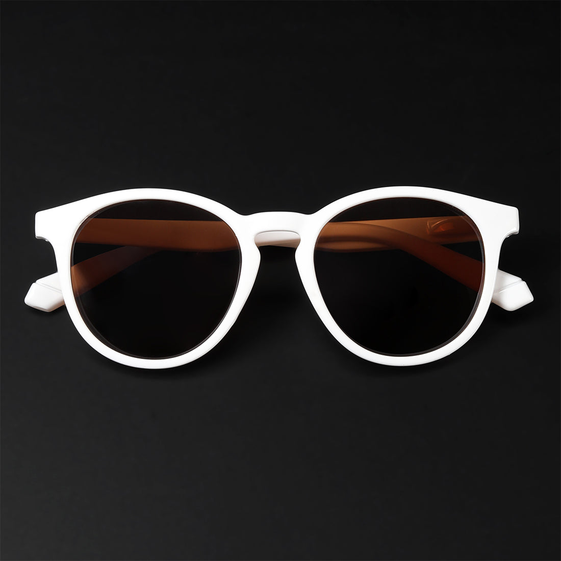 Radon White Polarized Round Sunglasses
