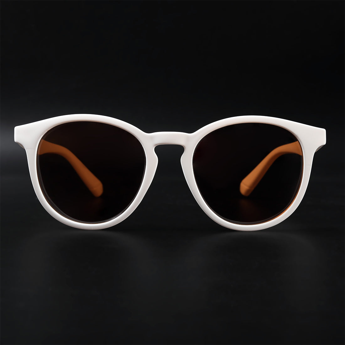 Radon White Polarized Round Sunglasses