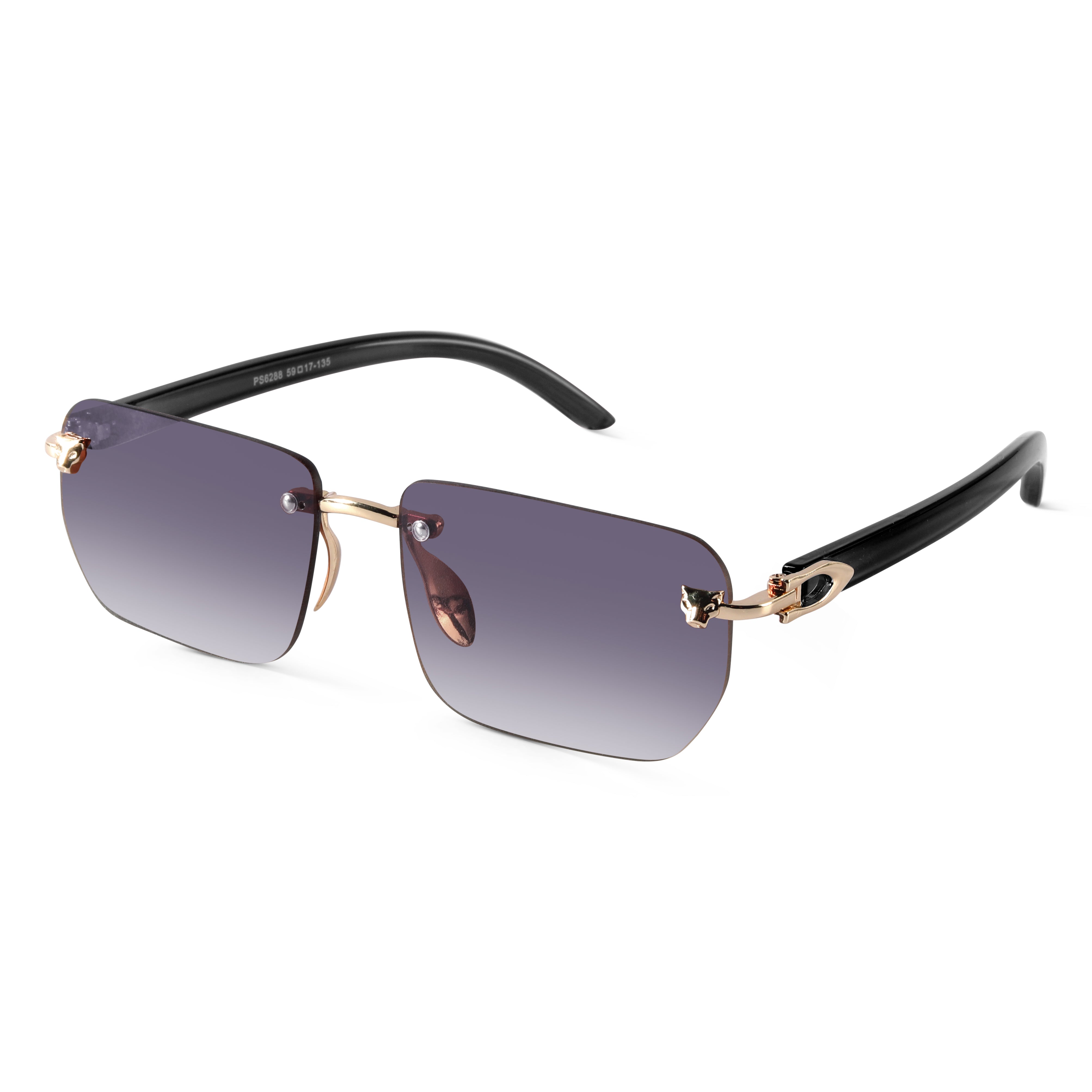 Raze Golden Rimless Rectangle Sunglasses