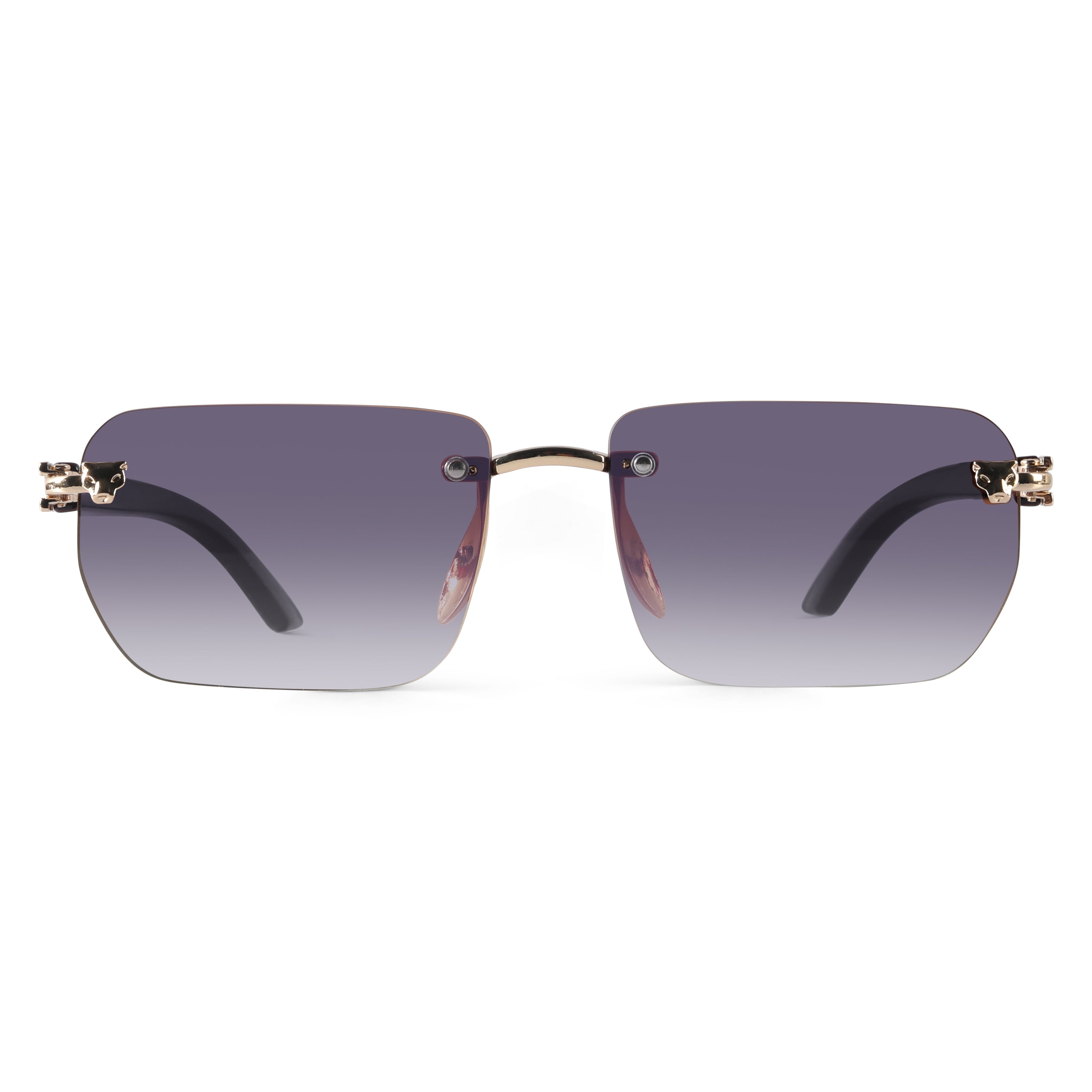 Raze Golden Rimless Rectangle Sunglasses