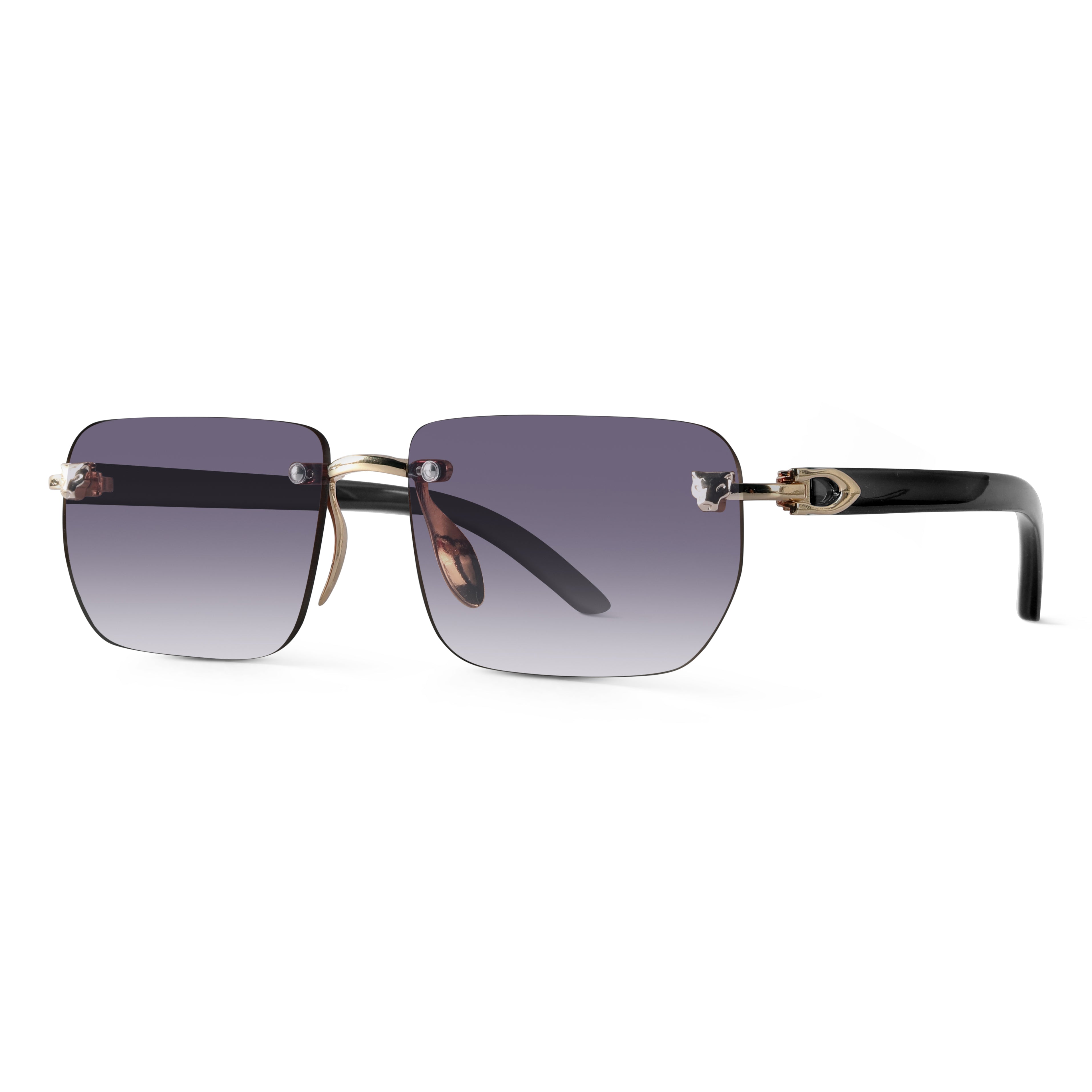 Raze Golden Rimless Rectangle Sunglasses