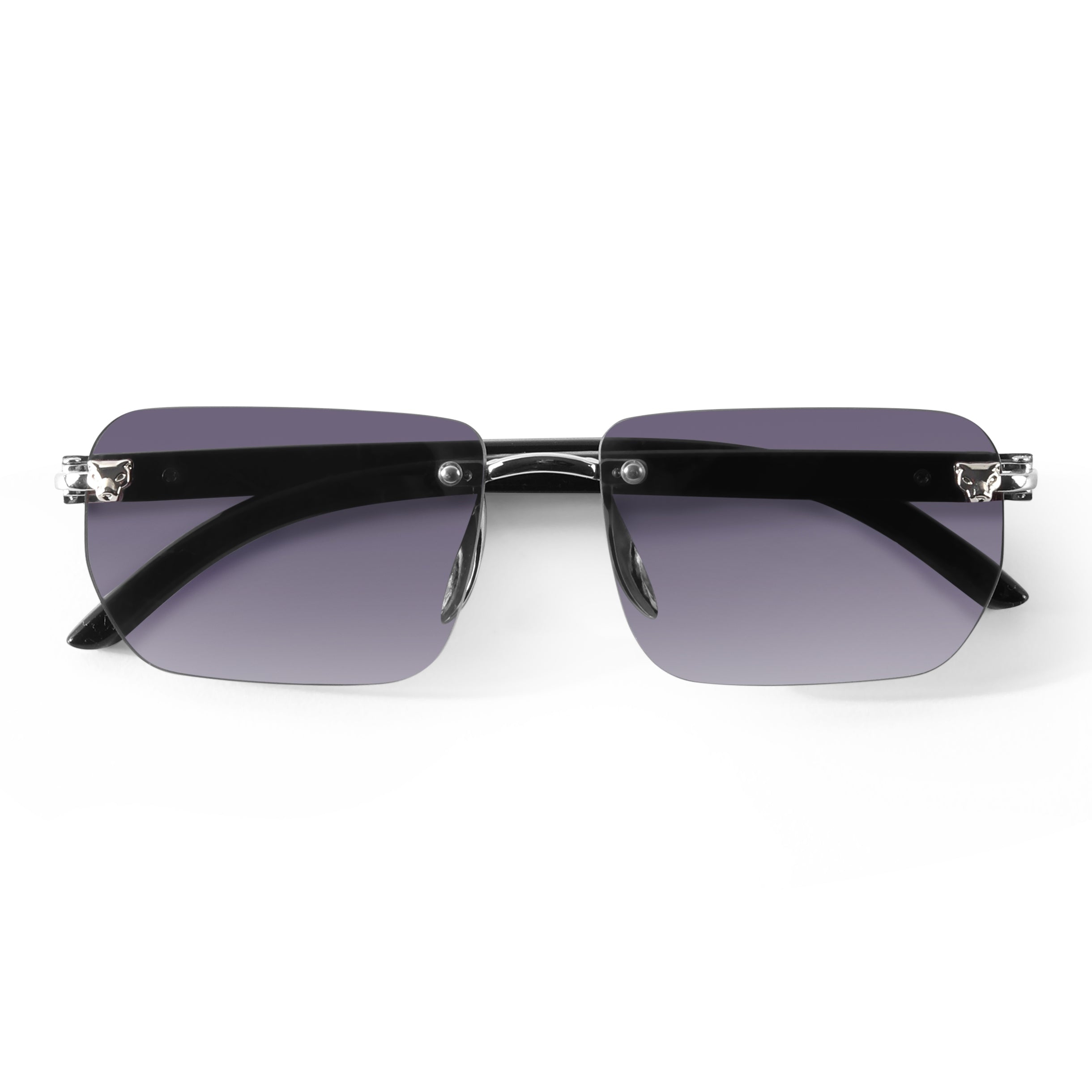 Raze Silver Rimless Rectangle Sunglasses