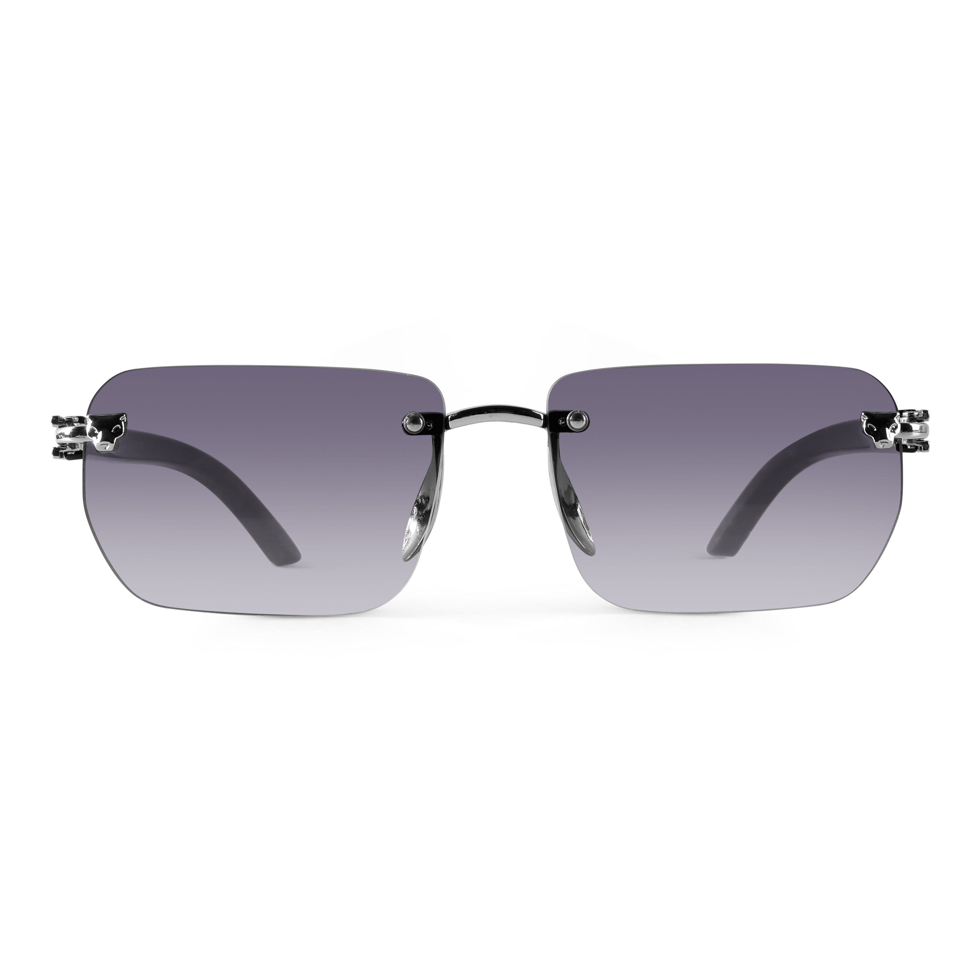 Raze Silver Rimless Rectangle Sunglasses
