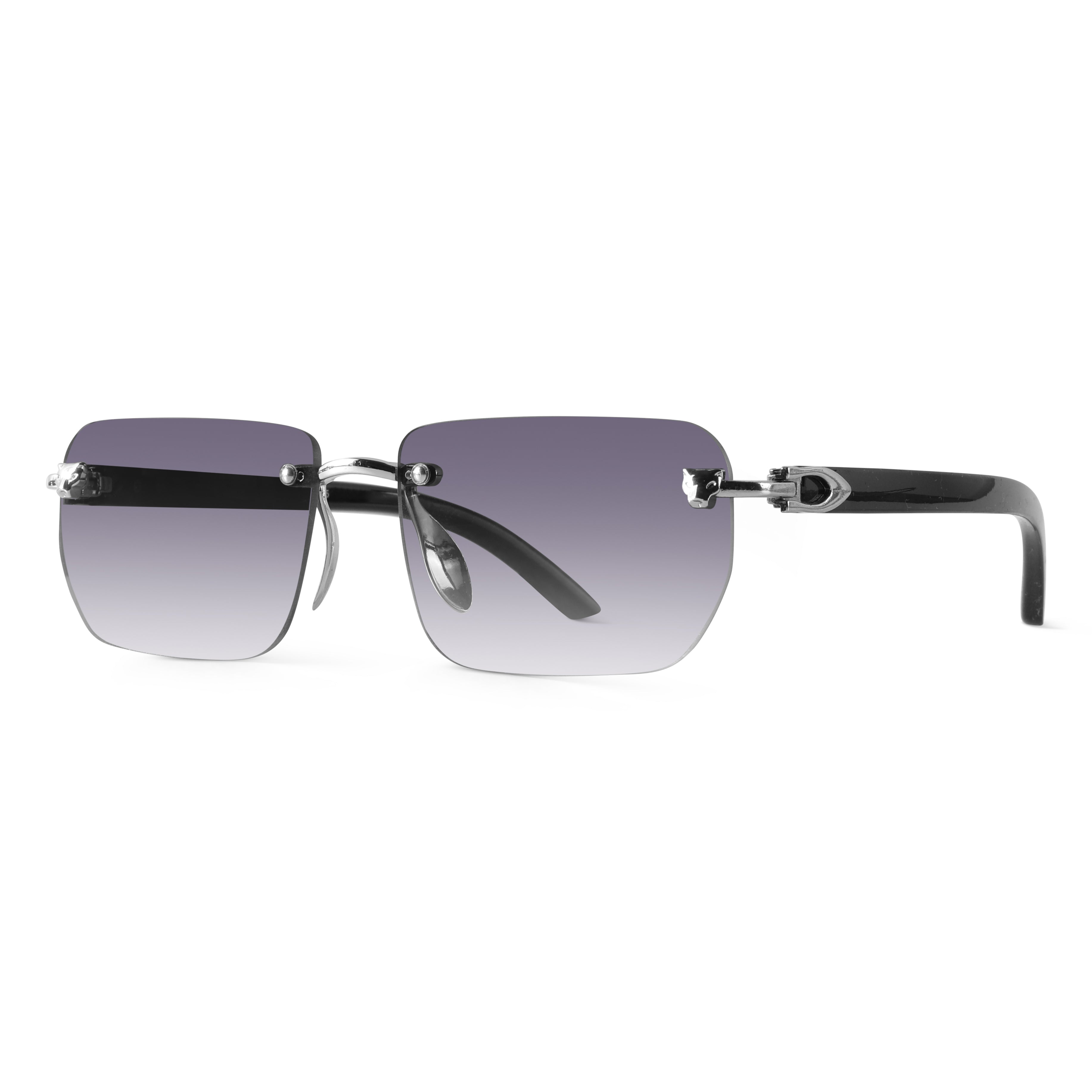 Raze Silver Rimless Rectangle Sunglasses