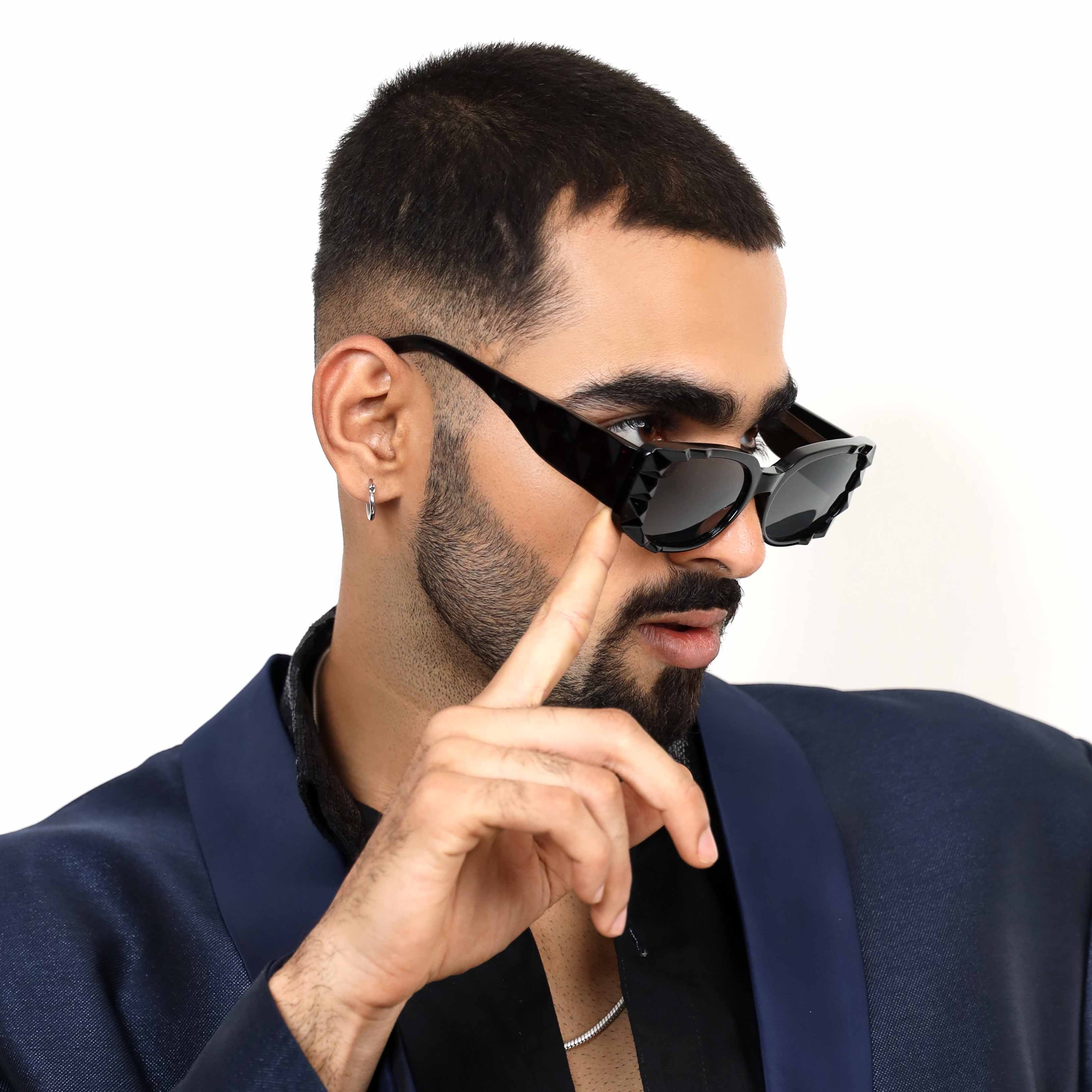 Aetheris Black Rectangle Sunglasses