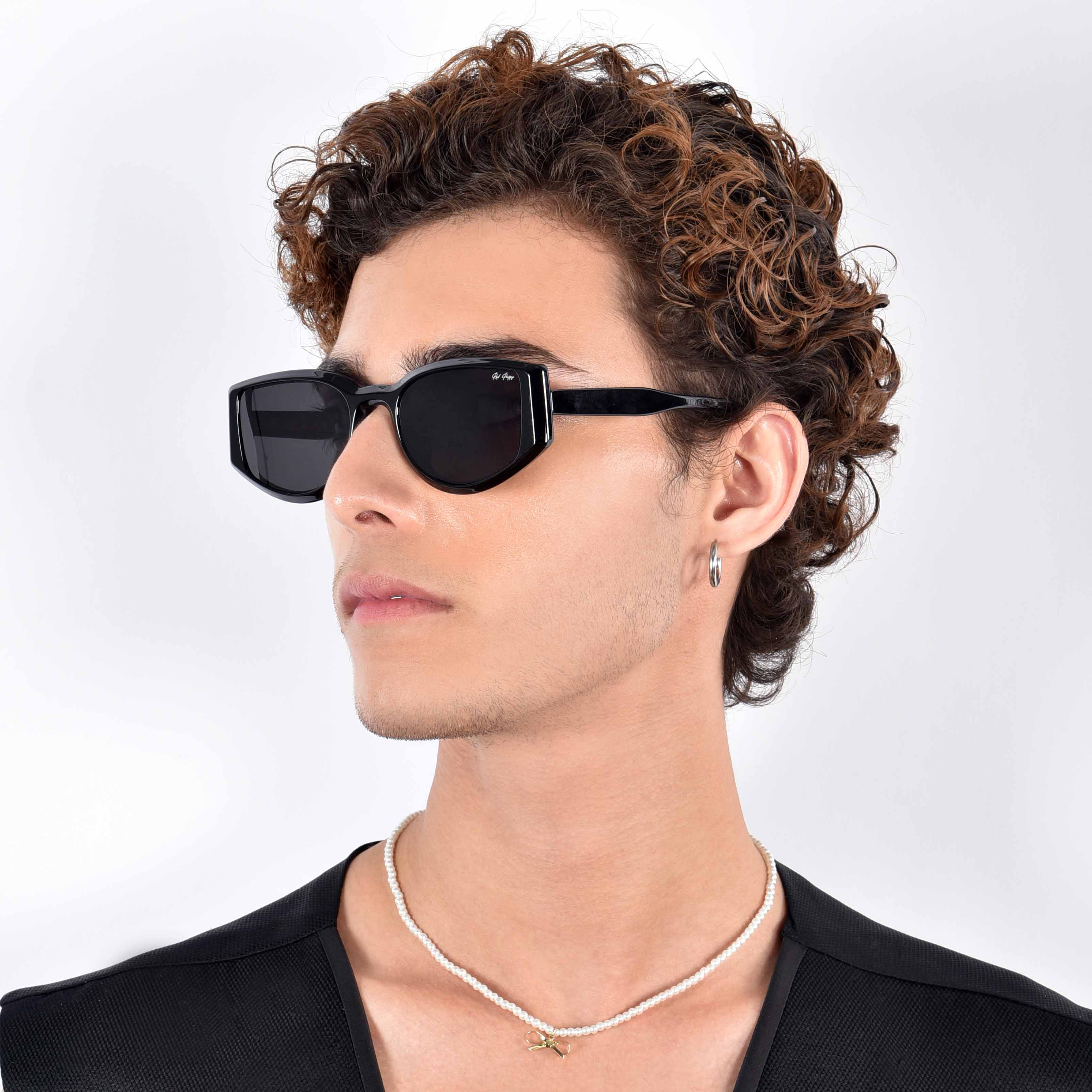 Alcove Black Polarized Rectangle Sunglasses