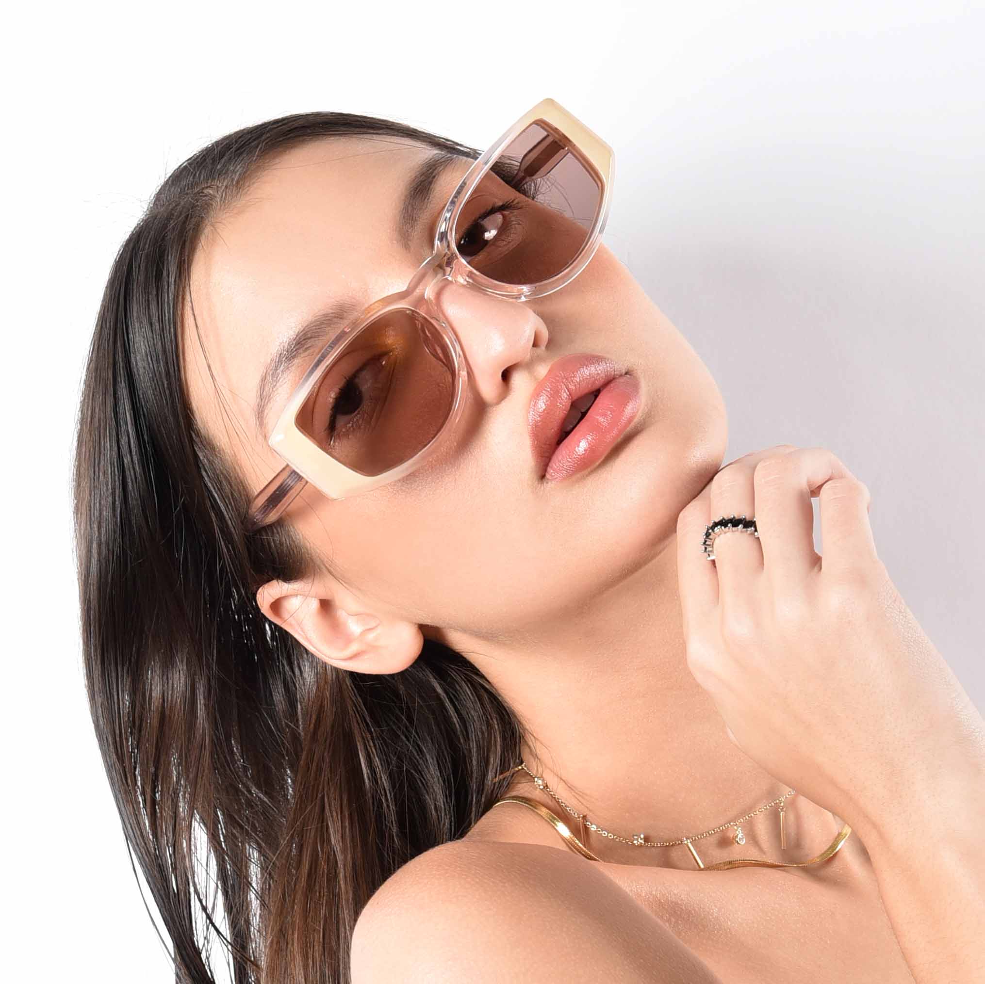 Alcove Peach Polarized Rectangle Sunglasses