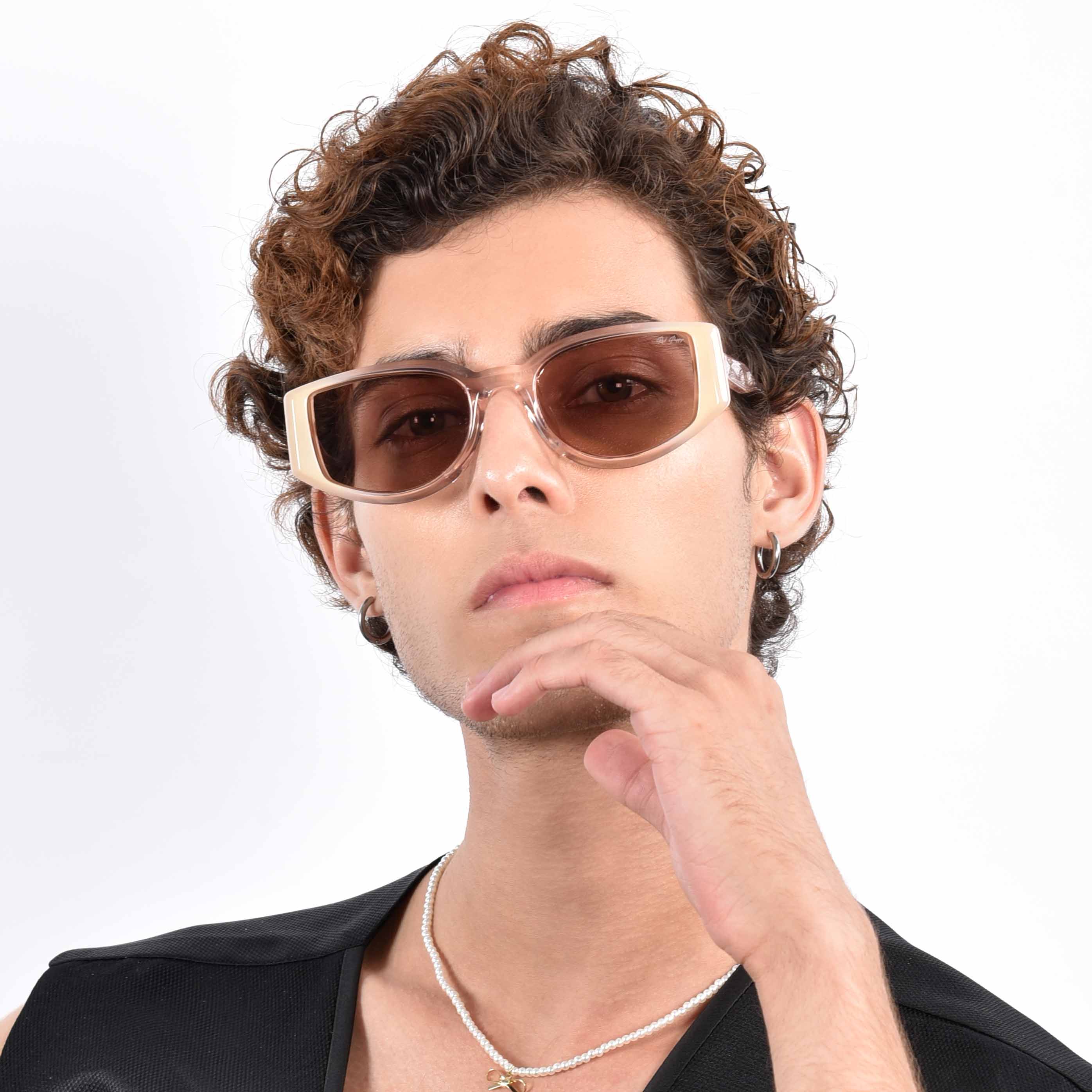 Alcove Peach Polarized Rectangle Sunglasses
