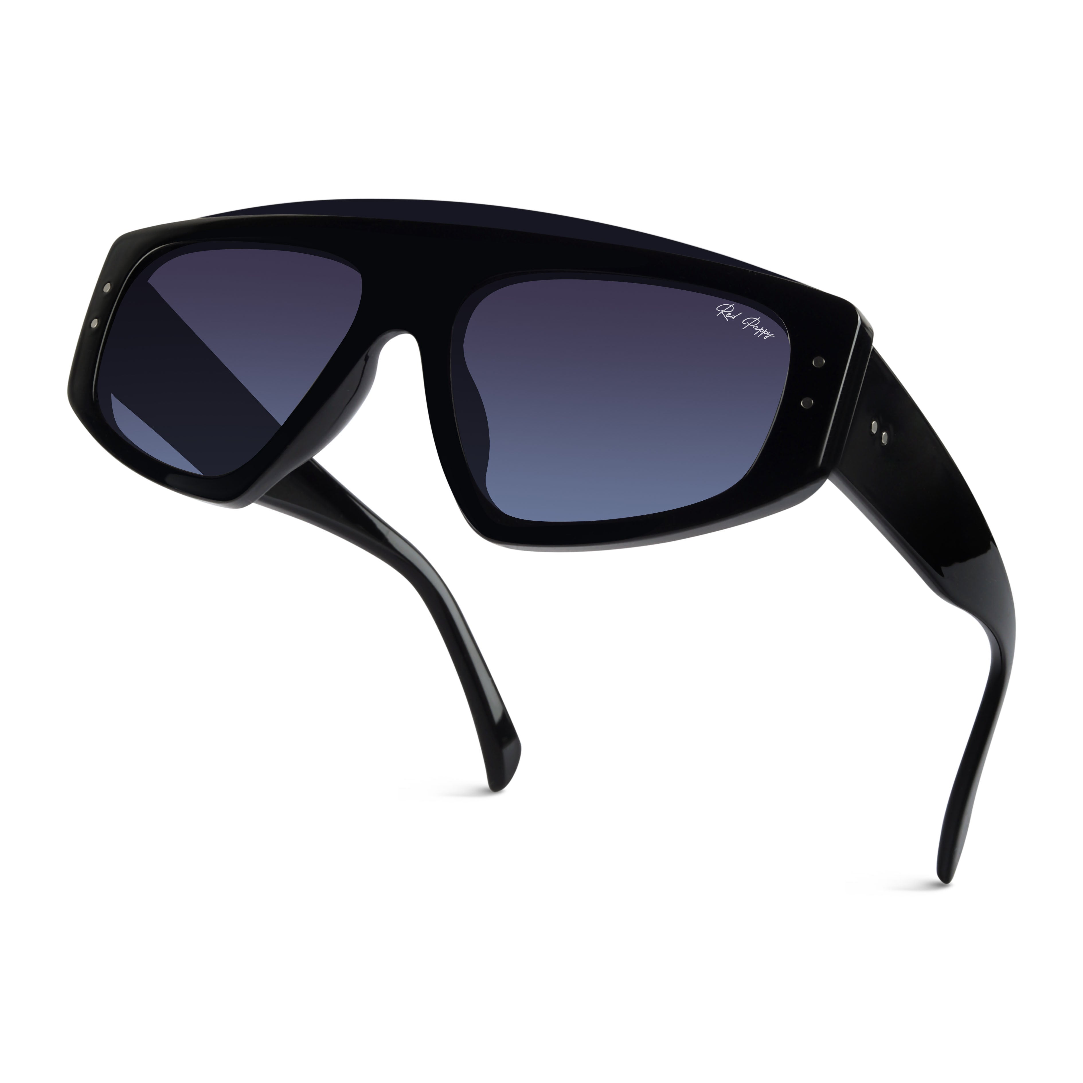 Aurion Black Matte Rectangle Sunglasses