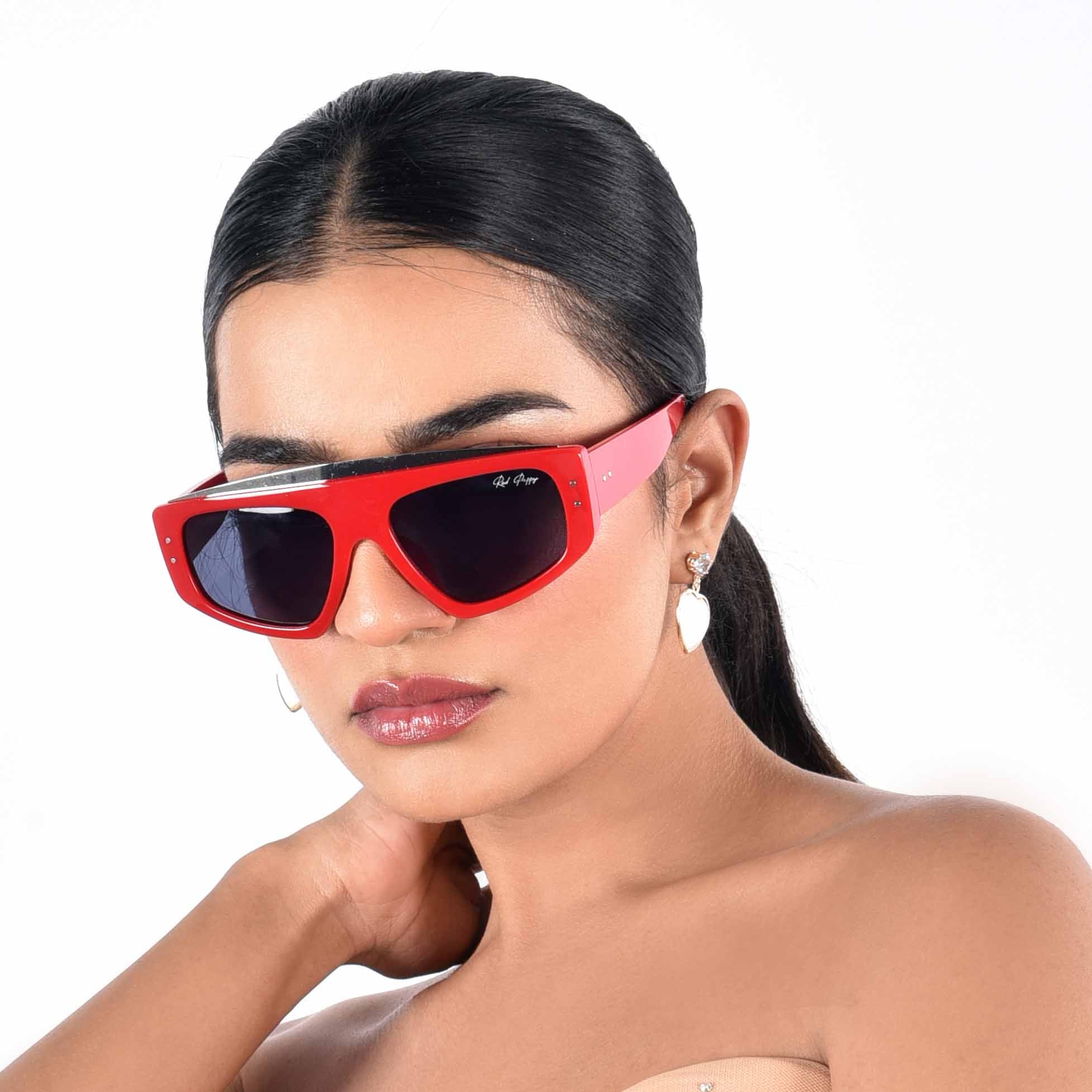 Aurion Red Rectangle Sunglasses