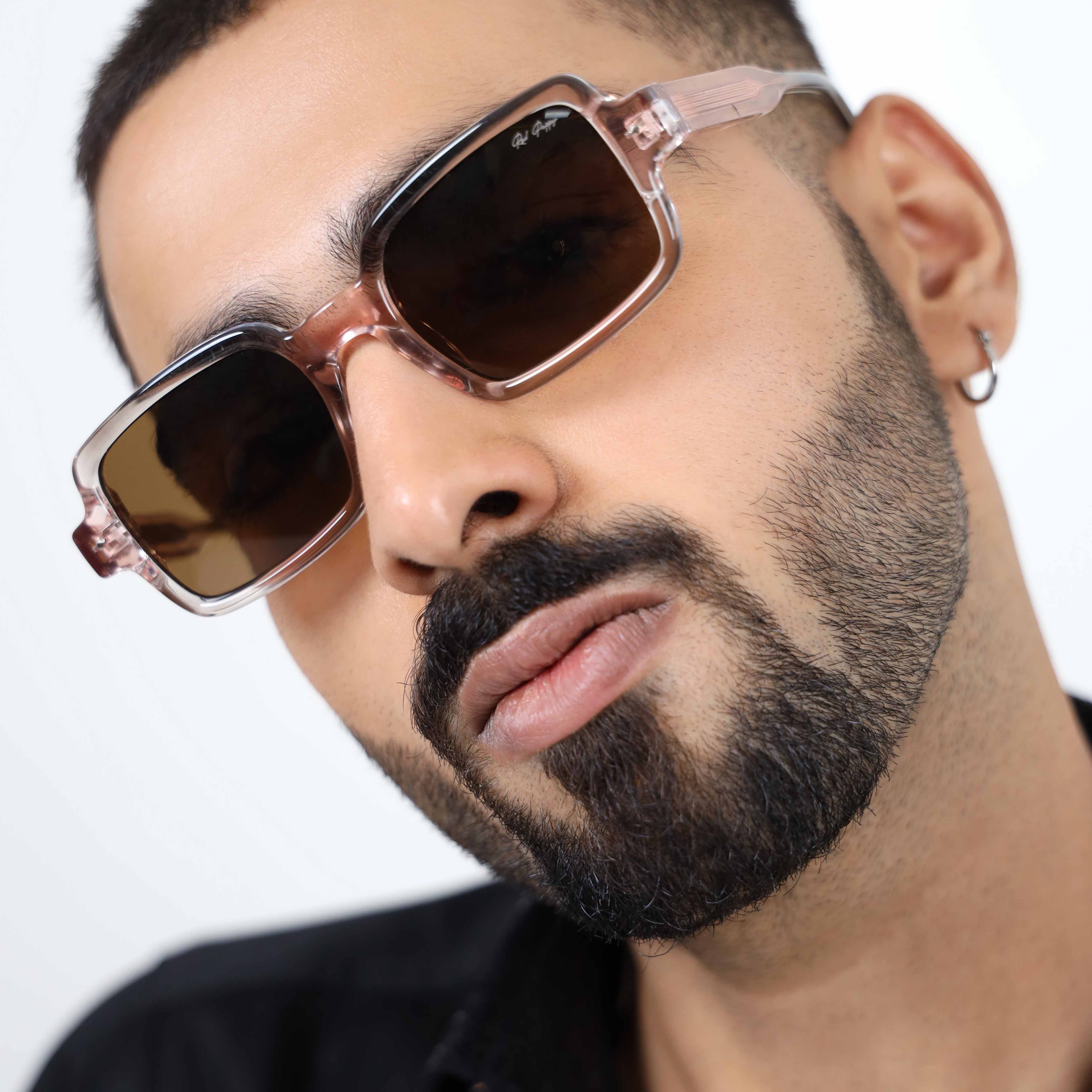 Crescendo Peach Rectangle Sunglasses
