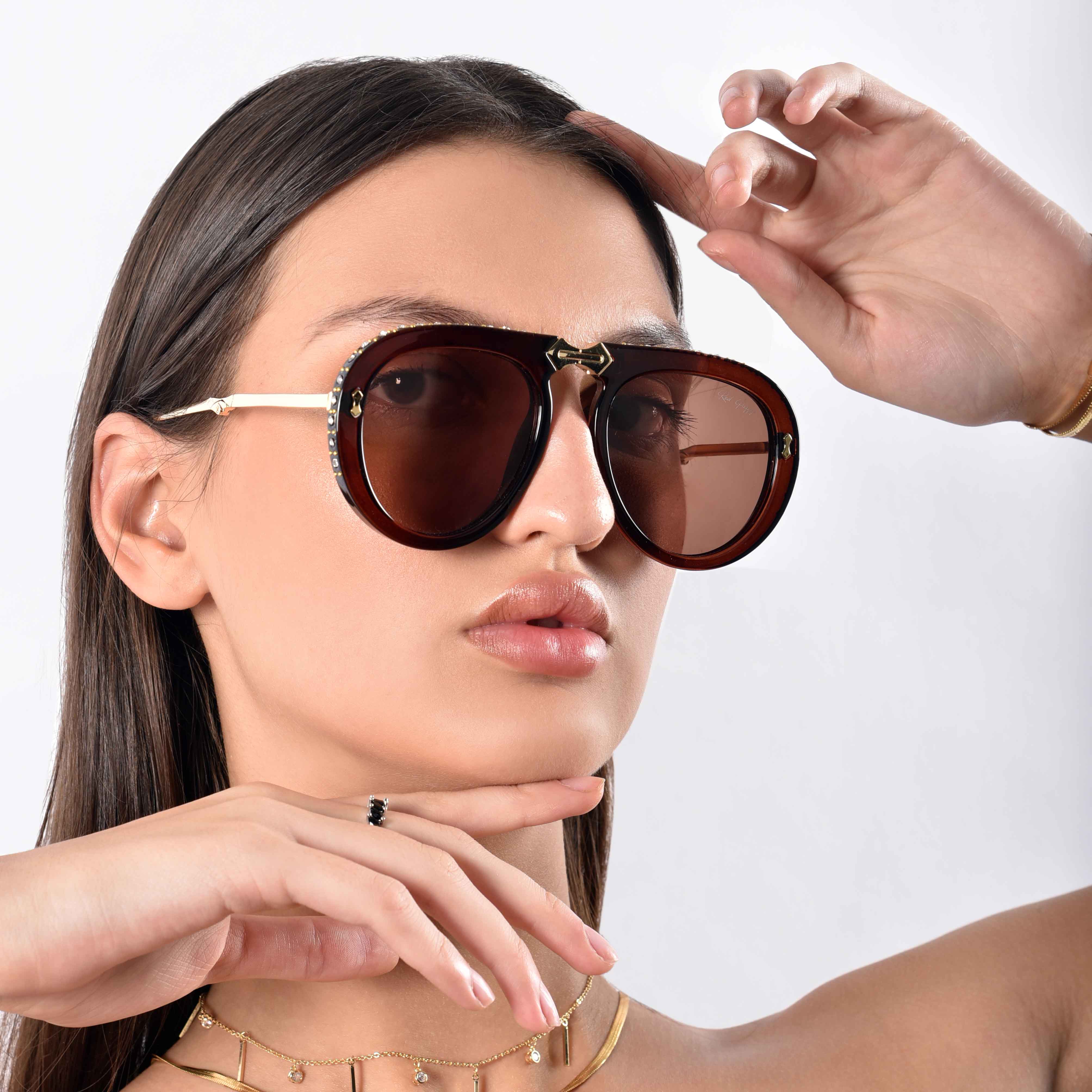 Crystara Brown Aviator Sunglasses