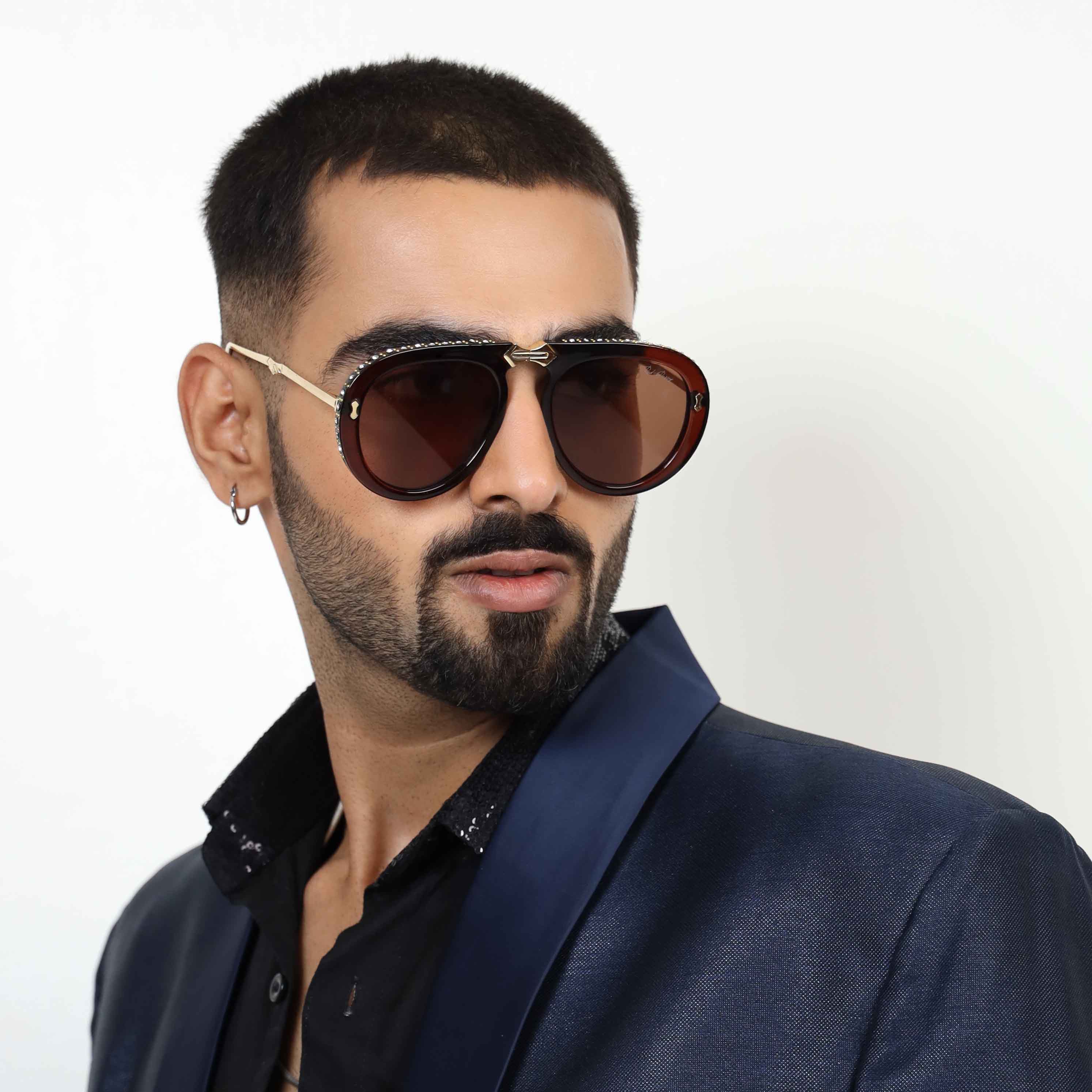 Crystara Brown Aviator Sunglasses