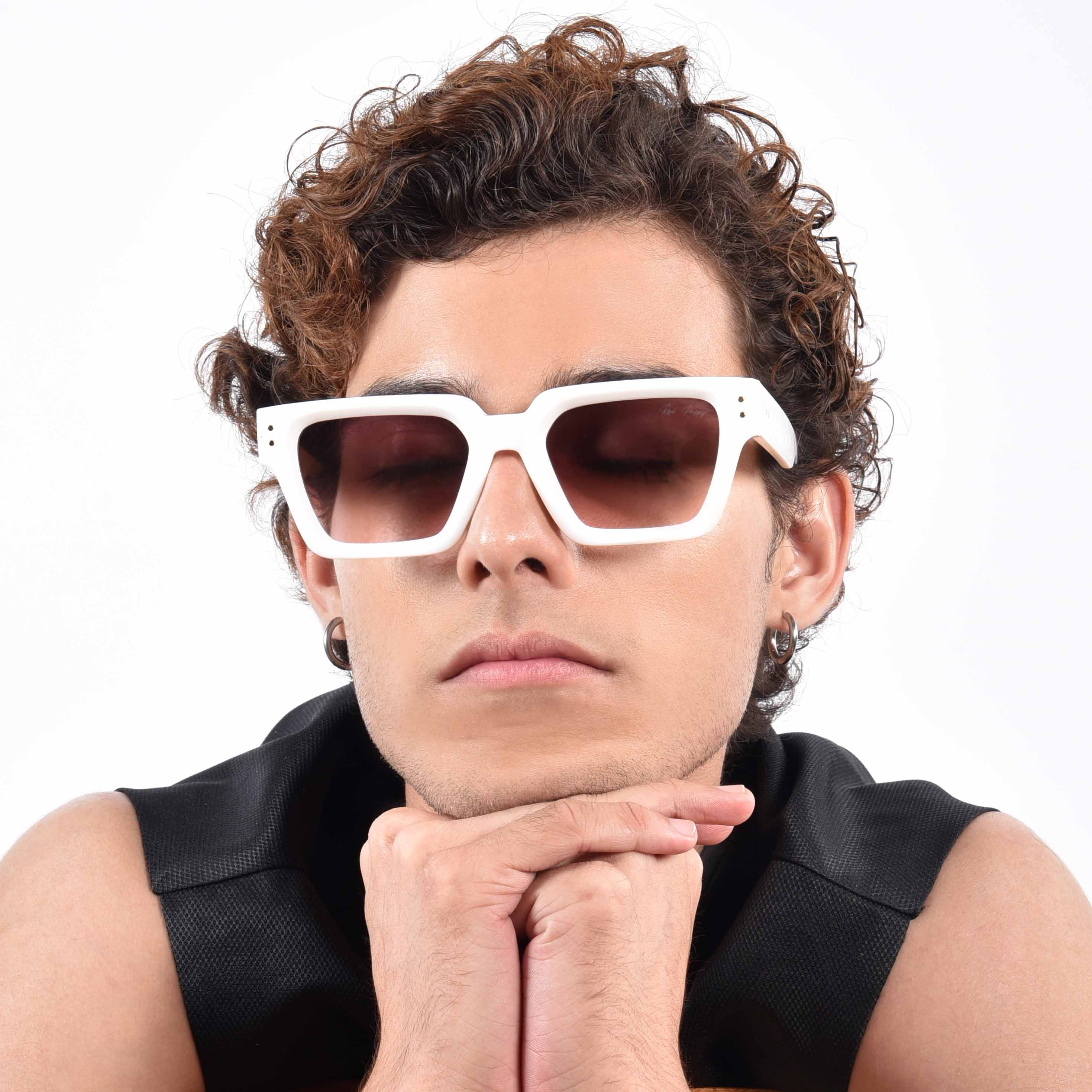 Drex White Square Sunglasses