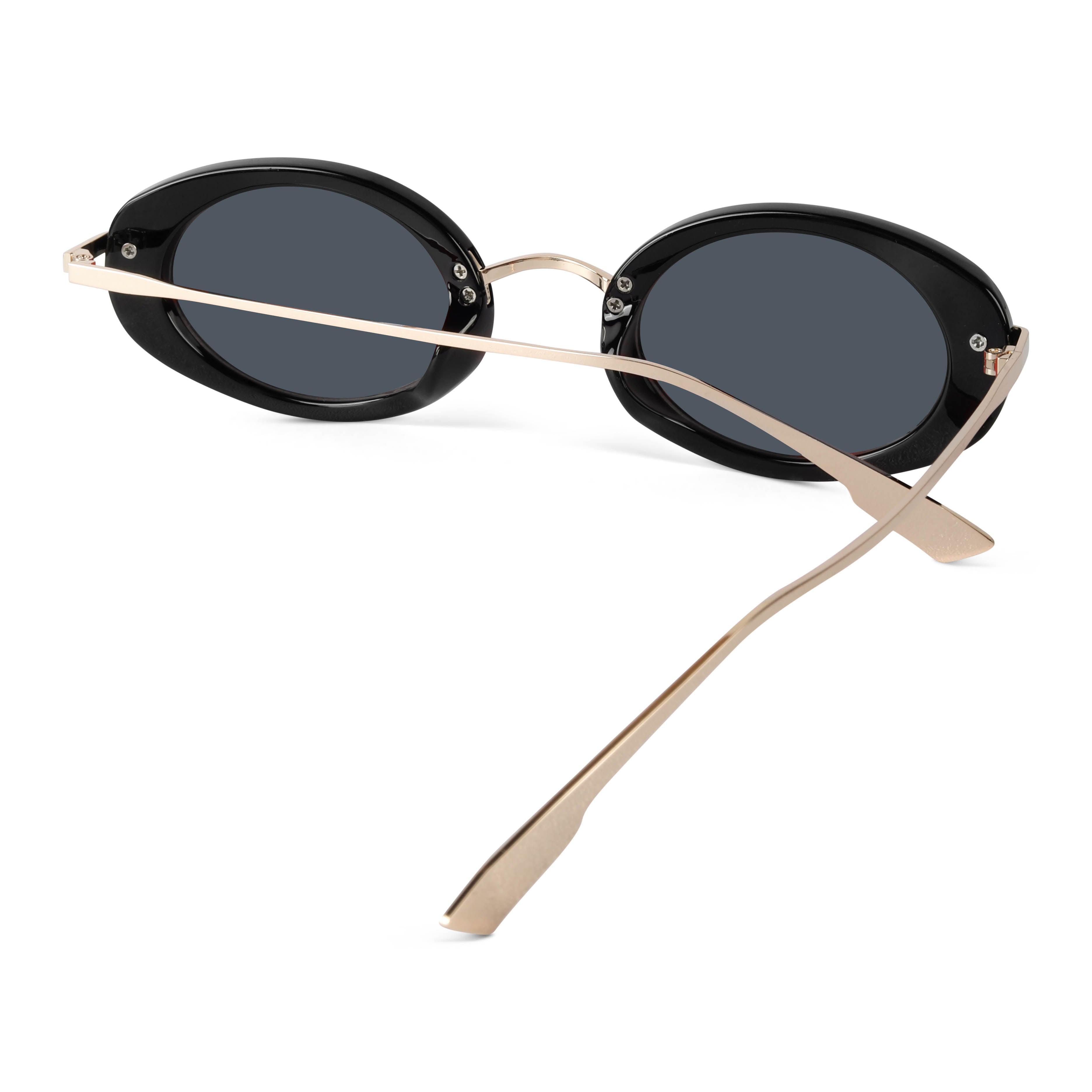Fluxo Black Oval Sunglasses