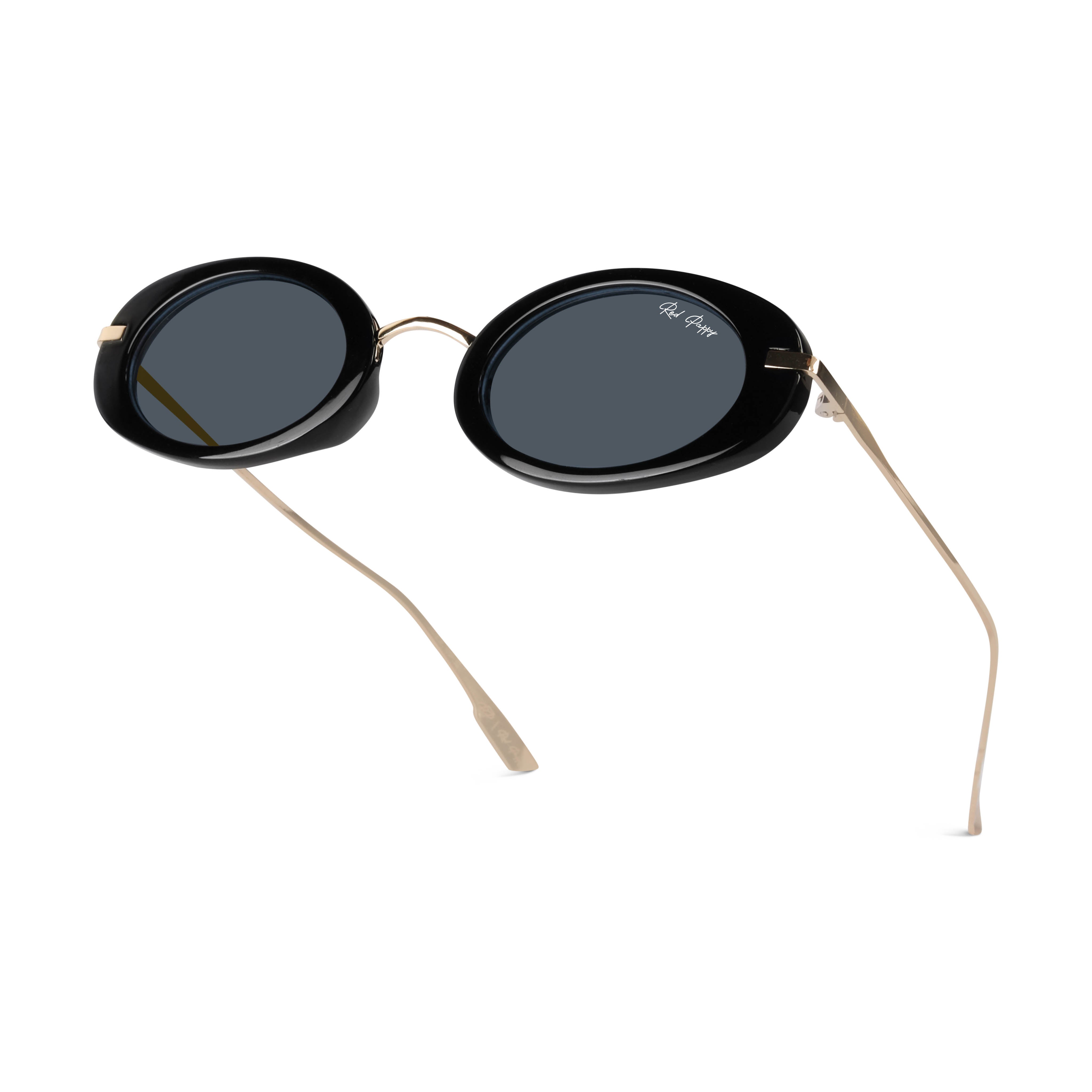 Fluxo Black Oval Sunglasses