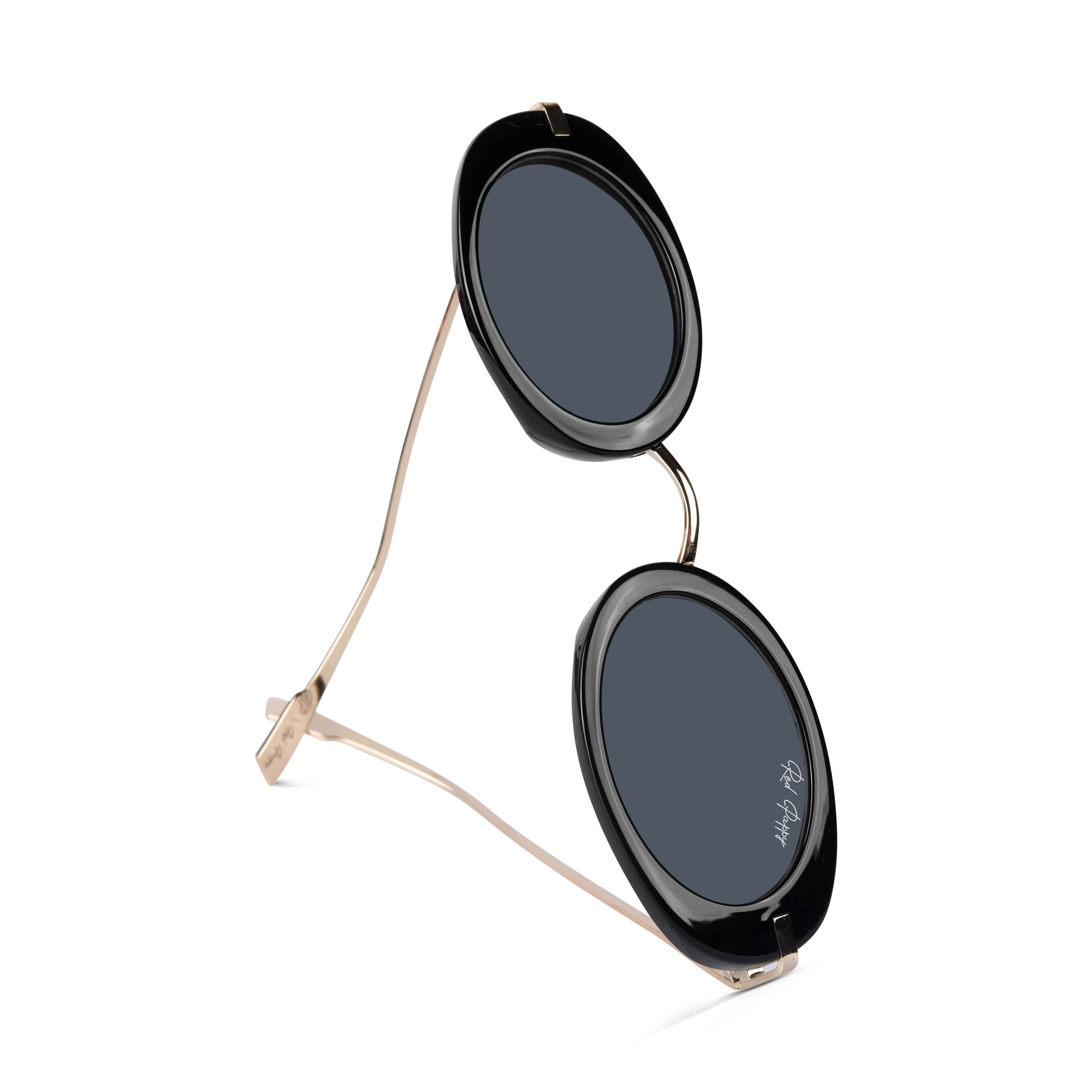 Fluxo Black Oval Sunglasses