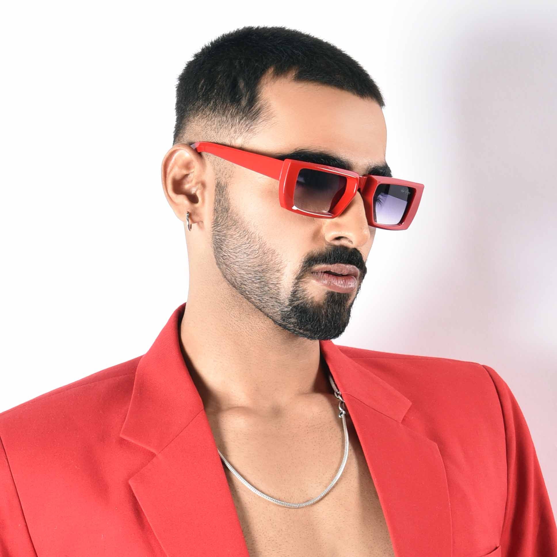 Lune Red Rectangle Sunglasses