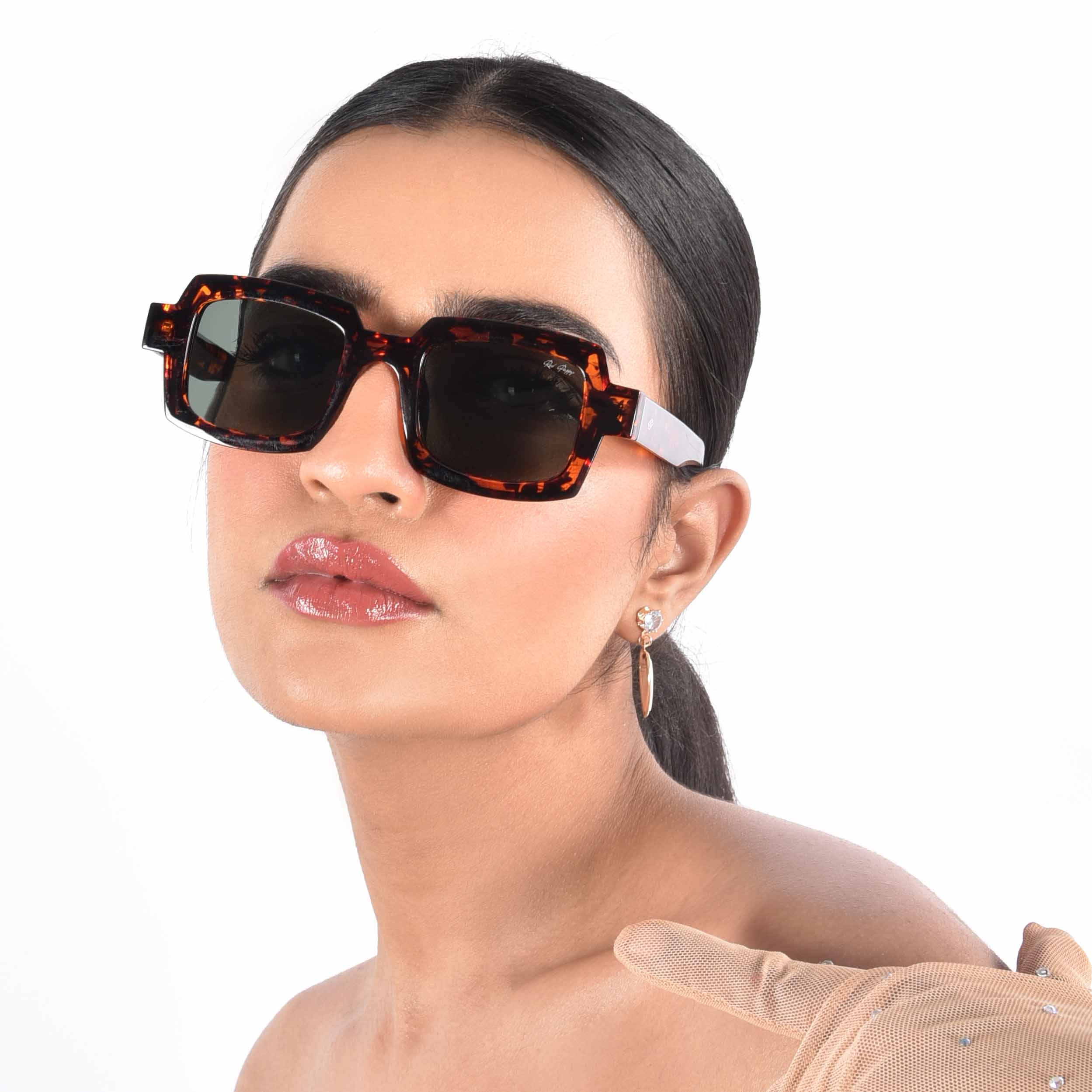 Posh Green Polarized Rectangle Sunglasses
