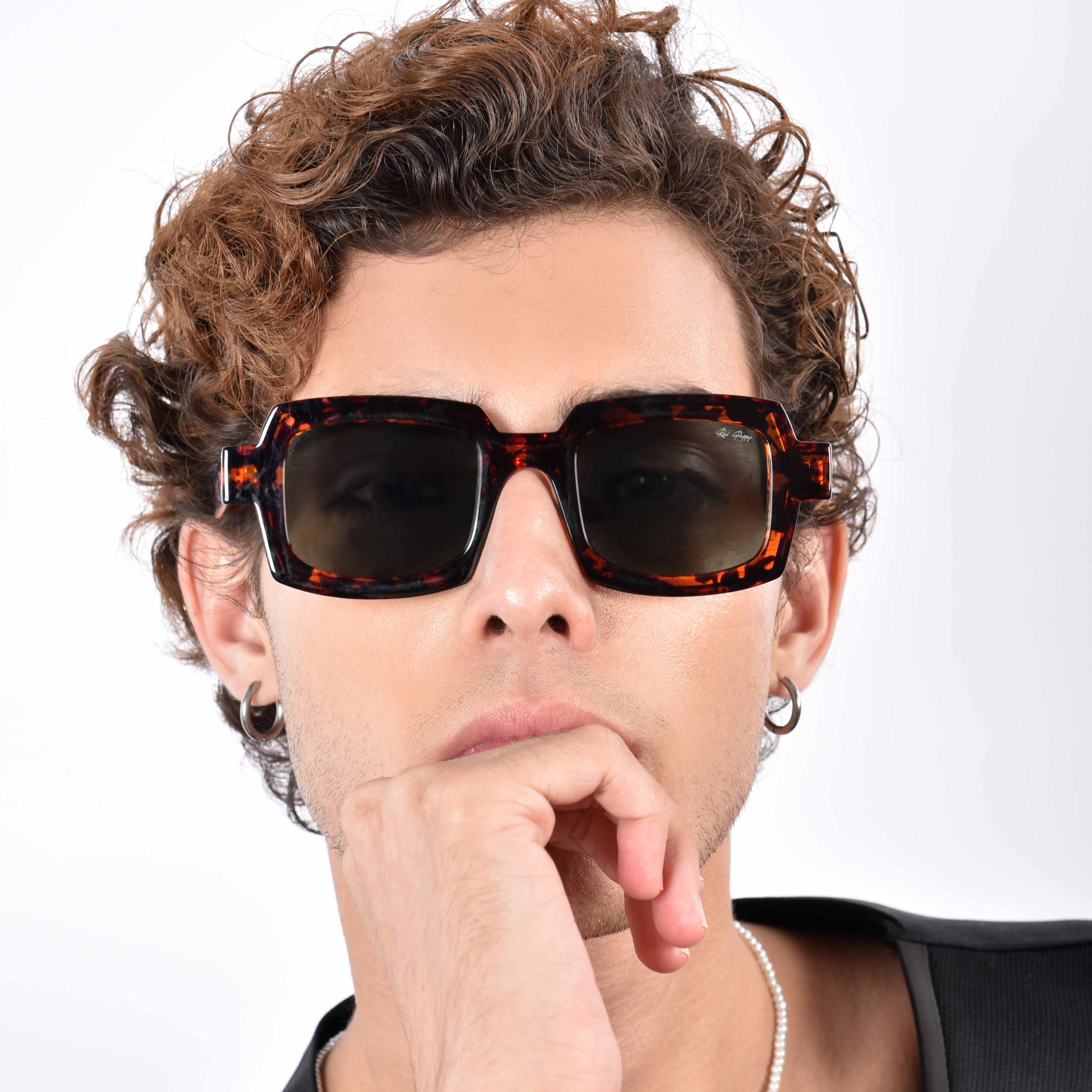 Posh Green Polarized Rectangle Sunglasses