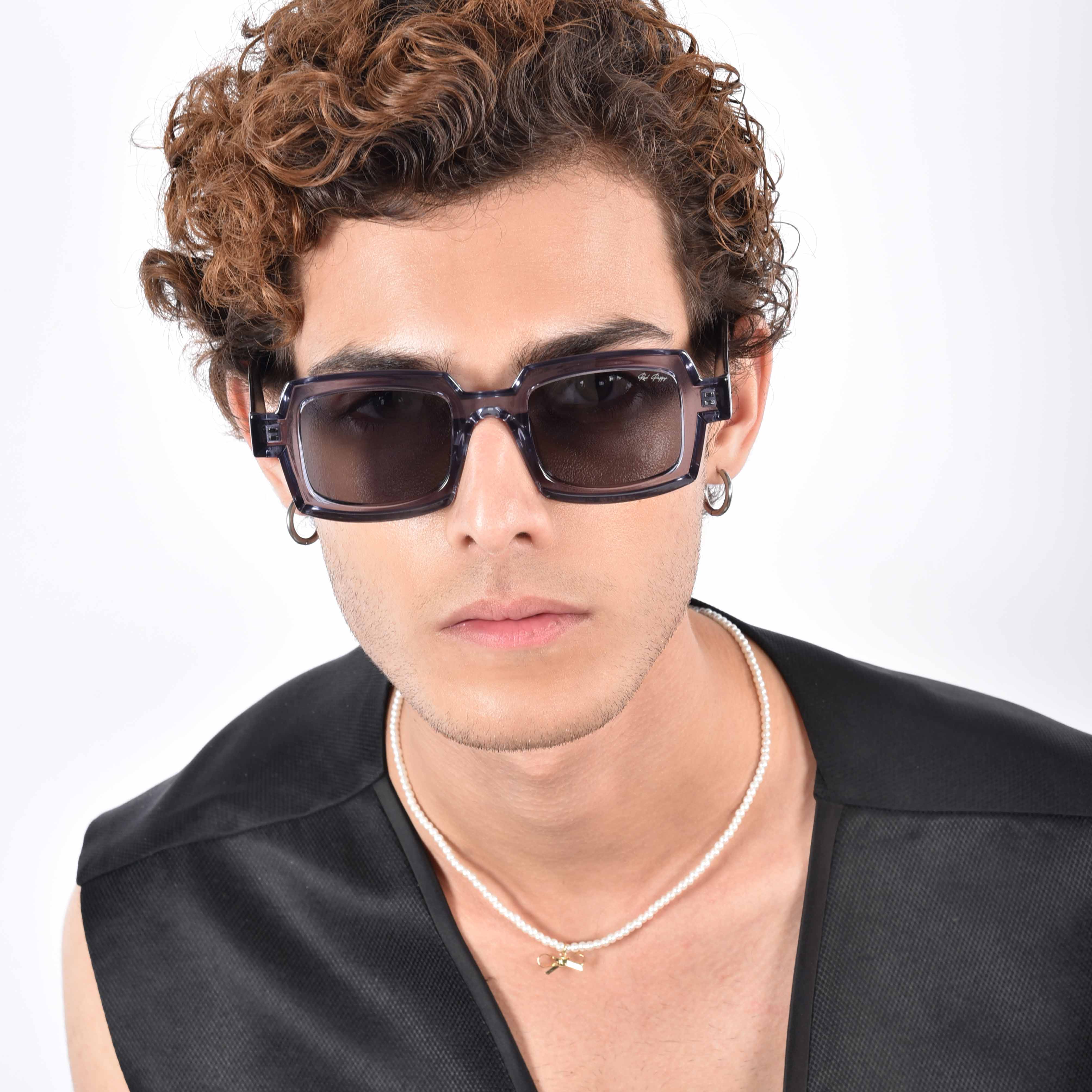 Posh Grey Polarized Rectangle Sunglasses