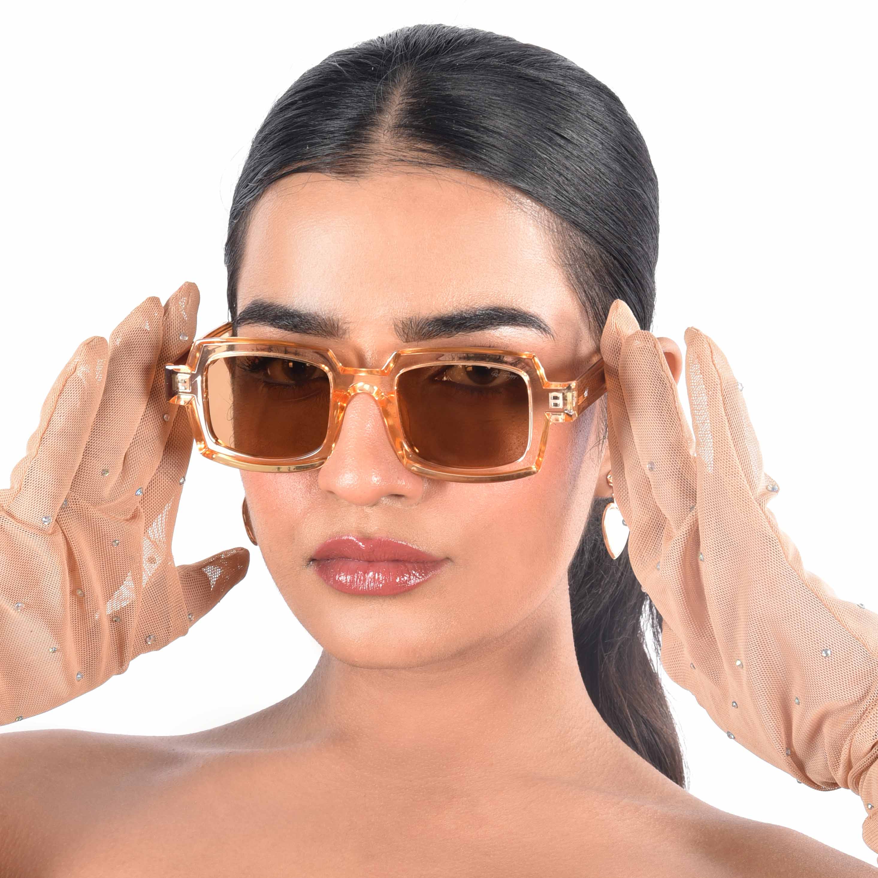 Posh Orange Polarized Rectangle Sunglasses
