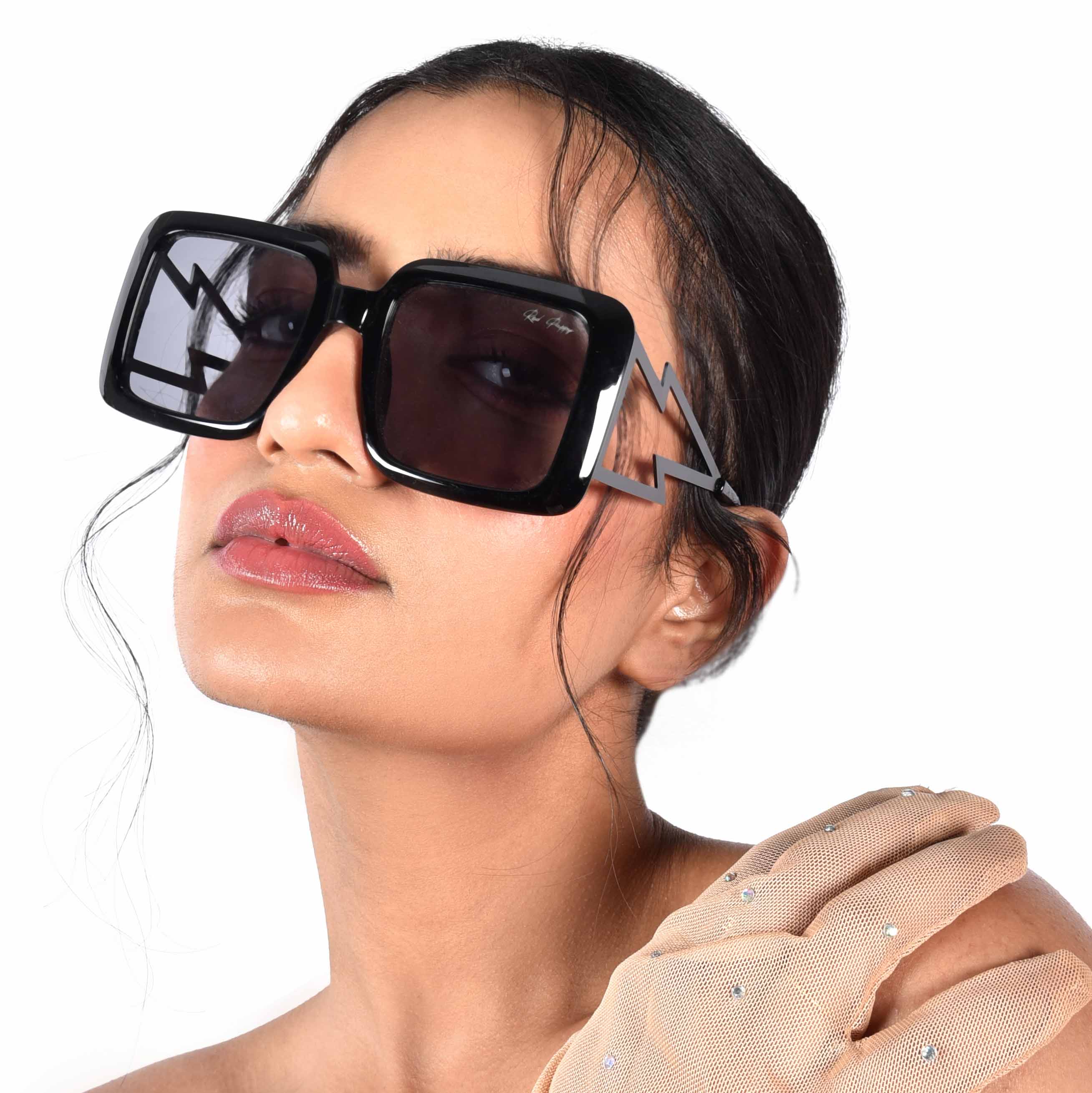 Rayvora Black Oversized Sunglasses