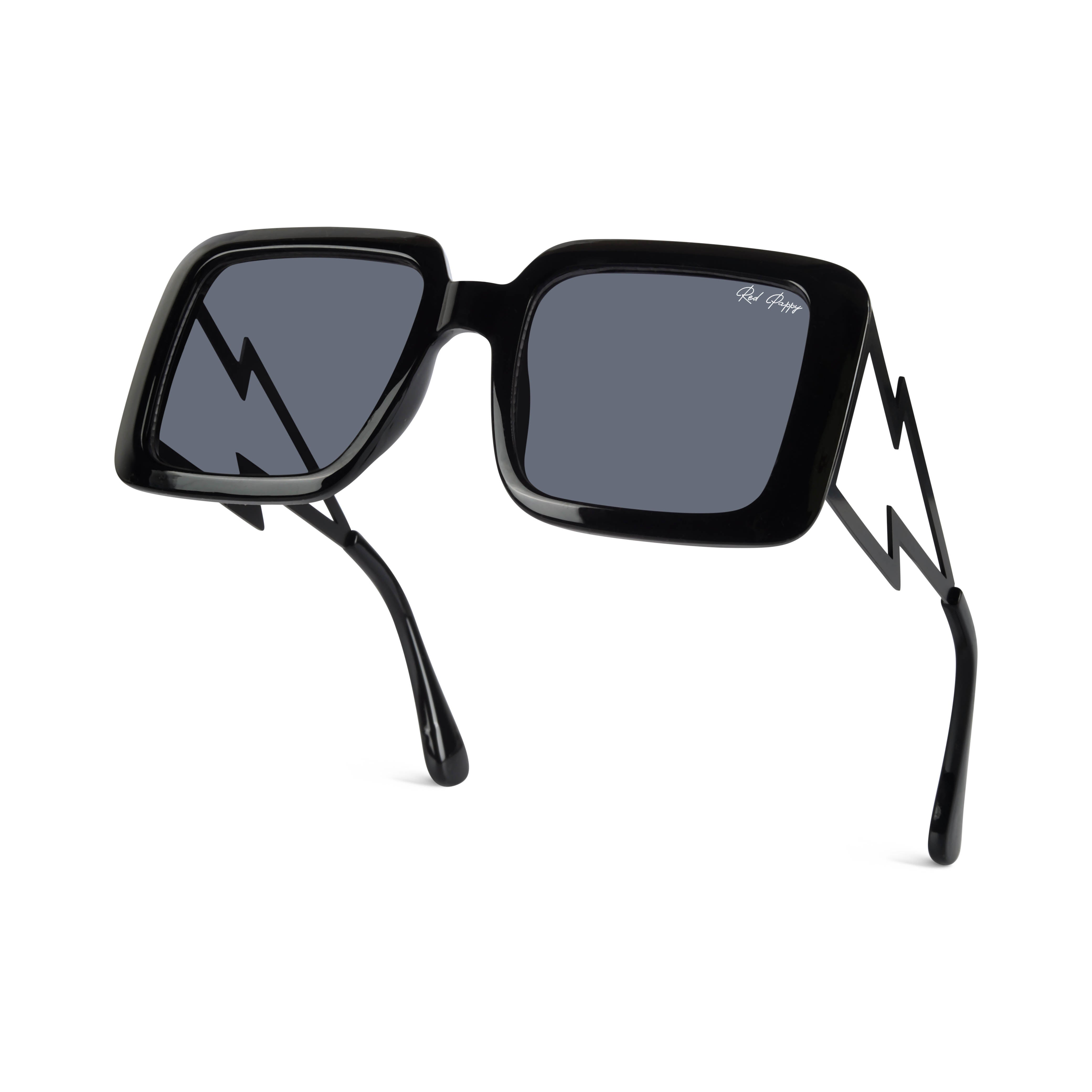 Rayvora Black Oversized Sunglasses