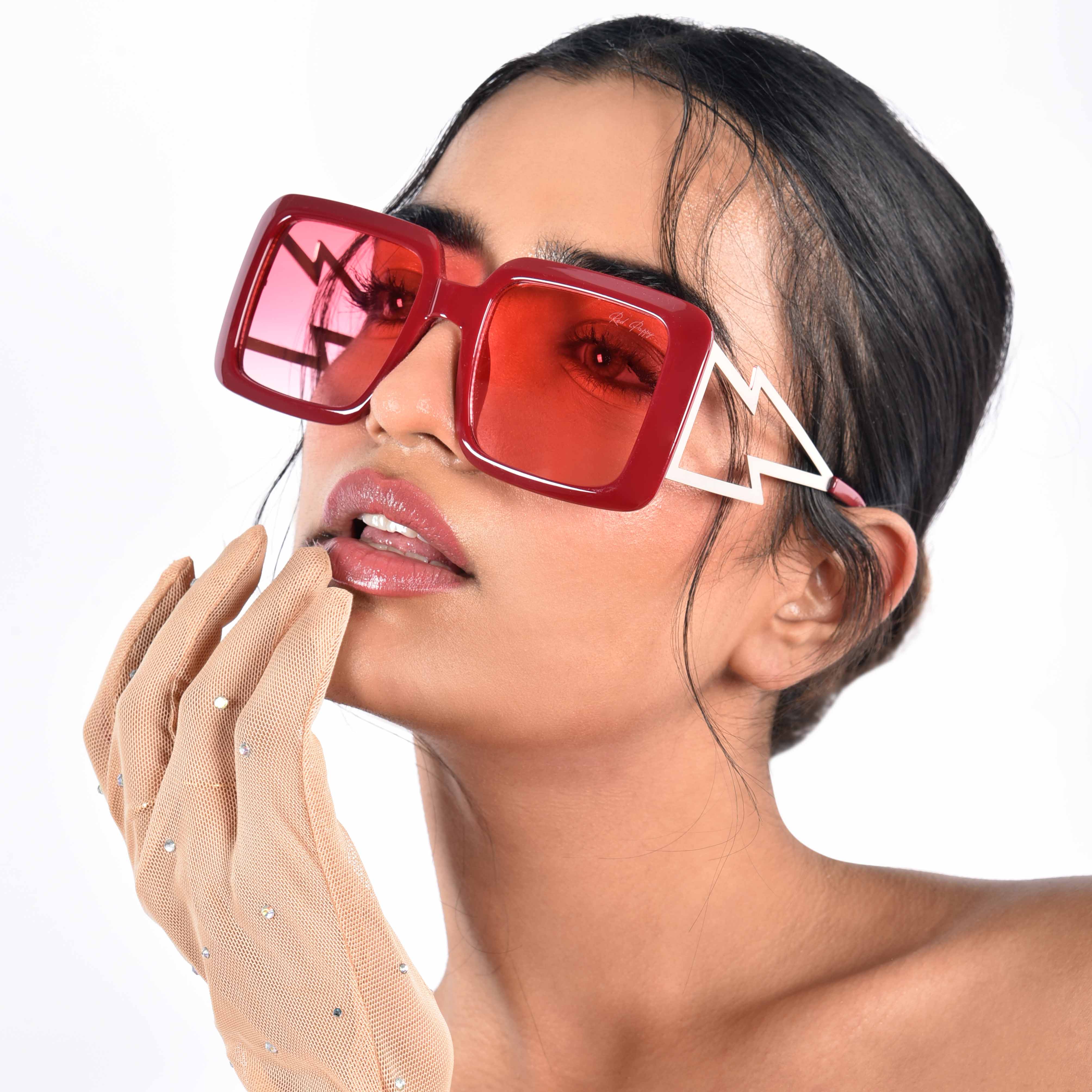 Rayvora Red Oversized Sunglasses