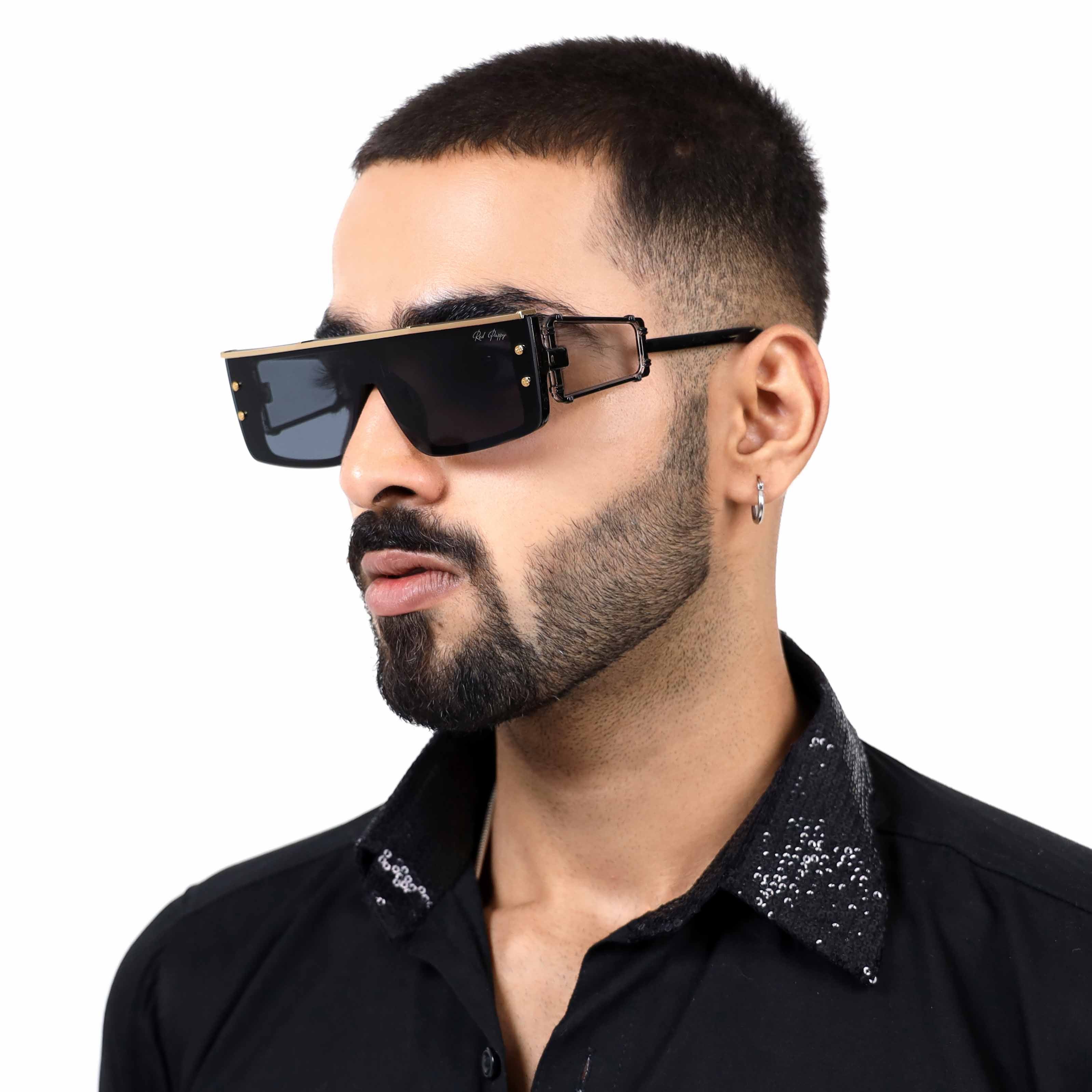 Riff Black Rectangle Sunglasses
