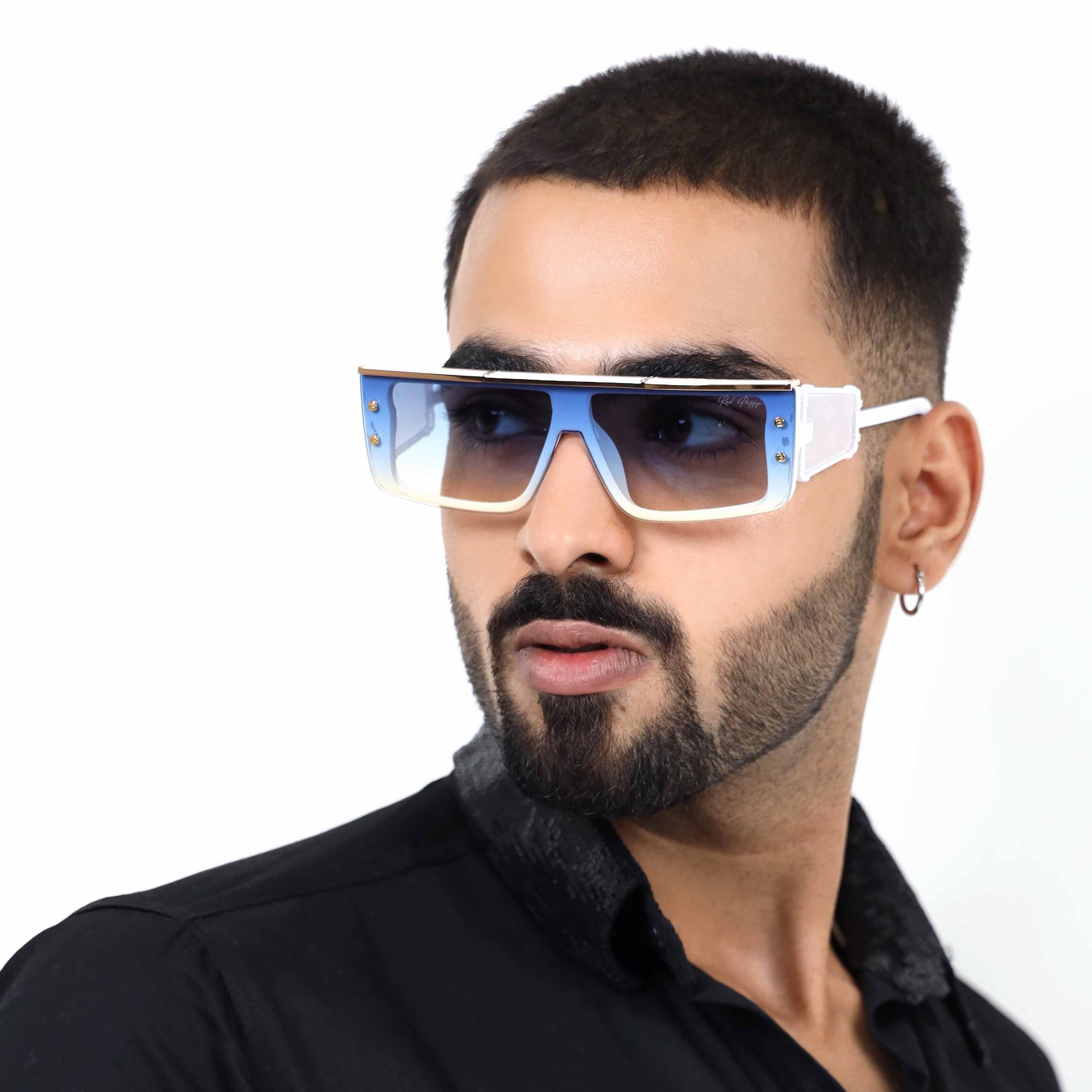 Riff Blue Rectangle Sunglasses