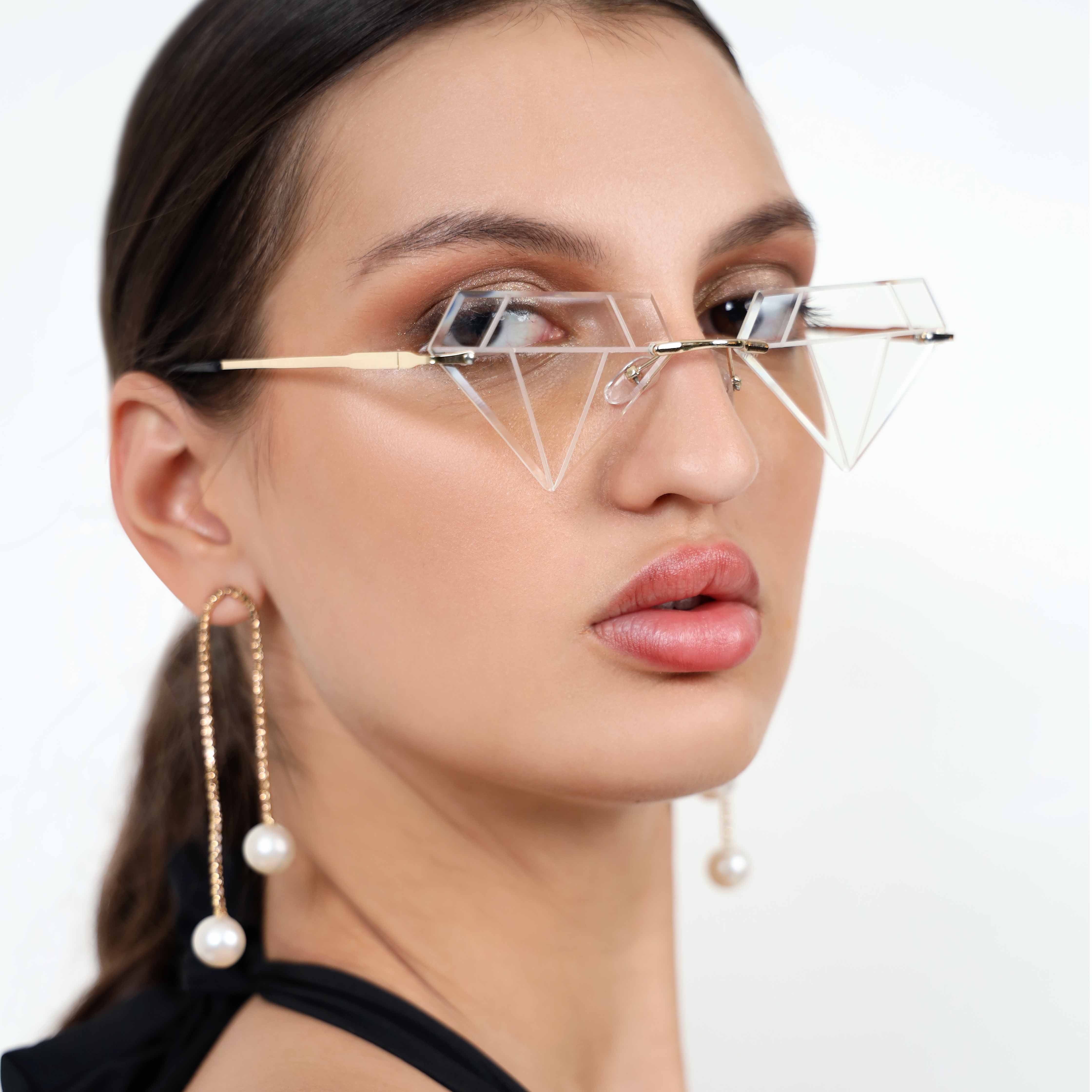 Solarae Transparent Diamond Sunglasses