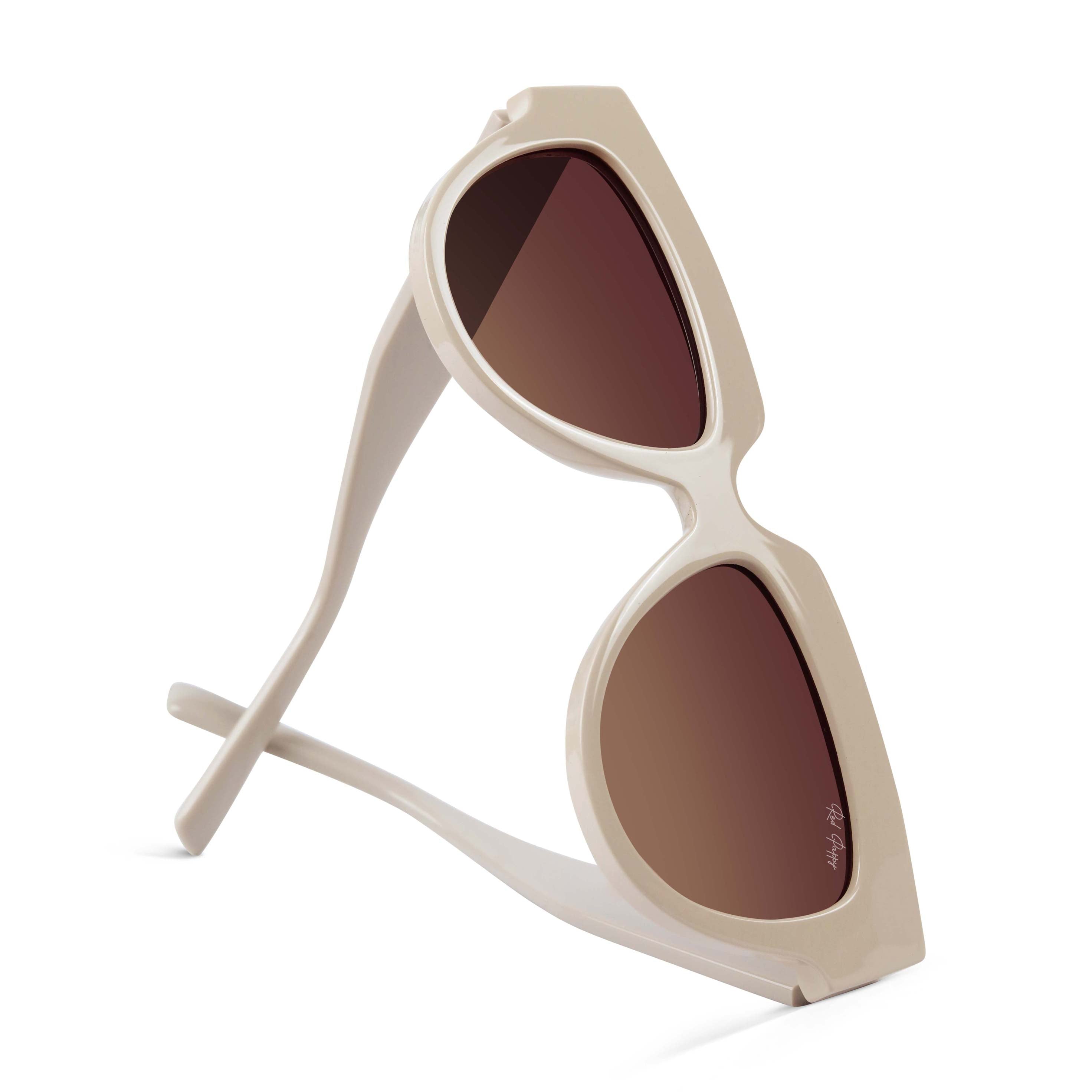Sunscape Off White Polarized Round Sunglasses