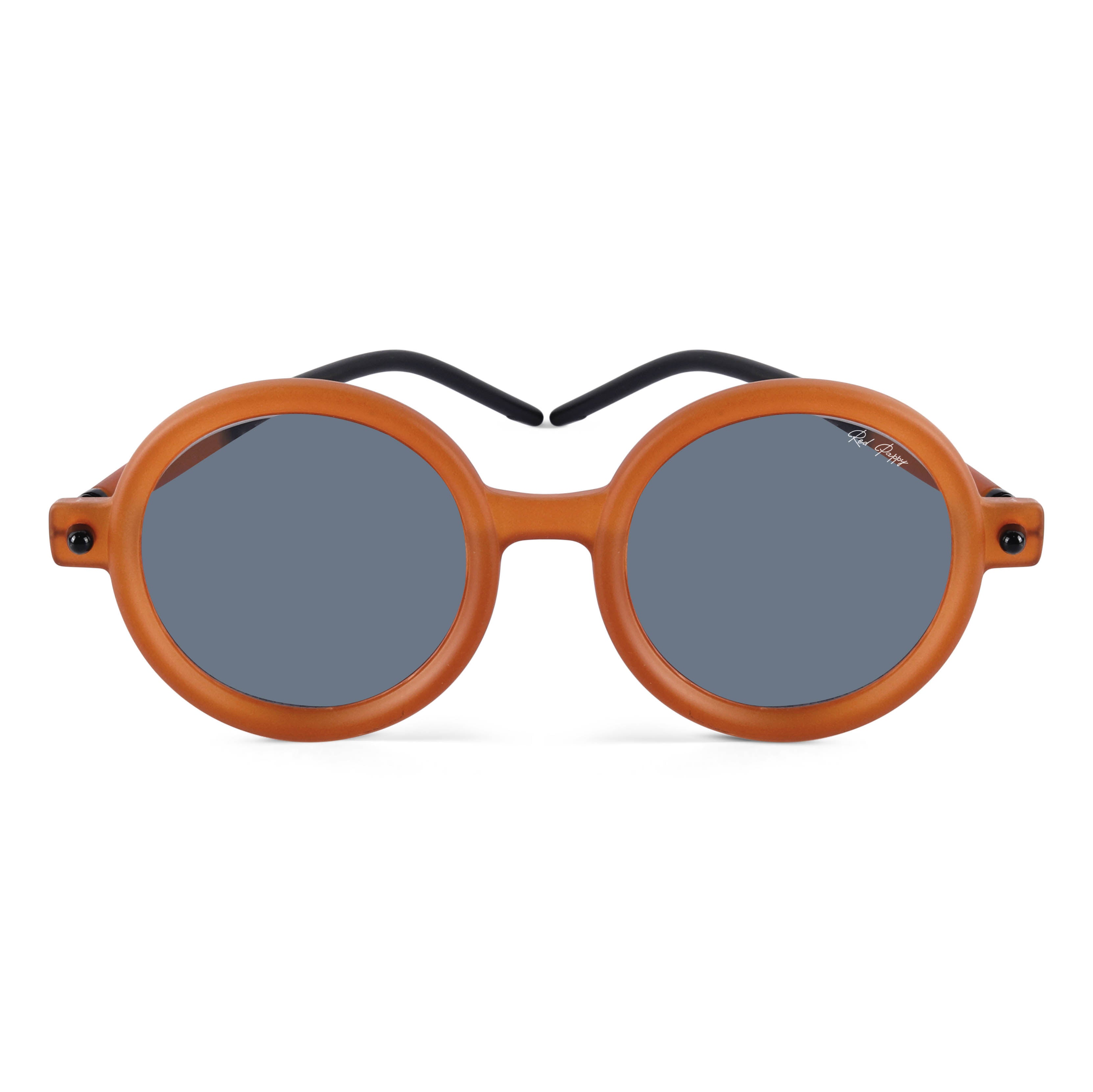 Red Pappy Swirl Orange Round Sunglasses