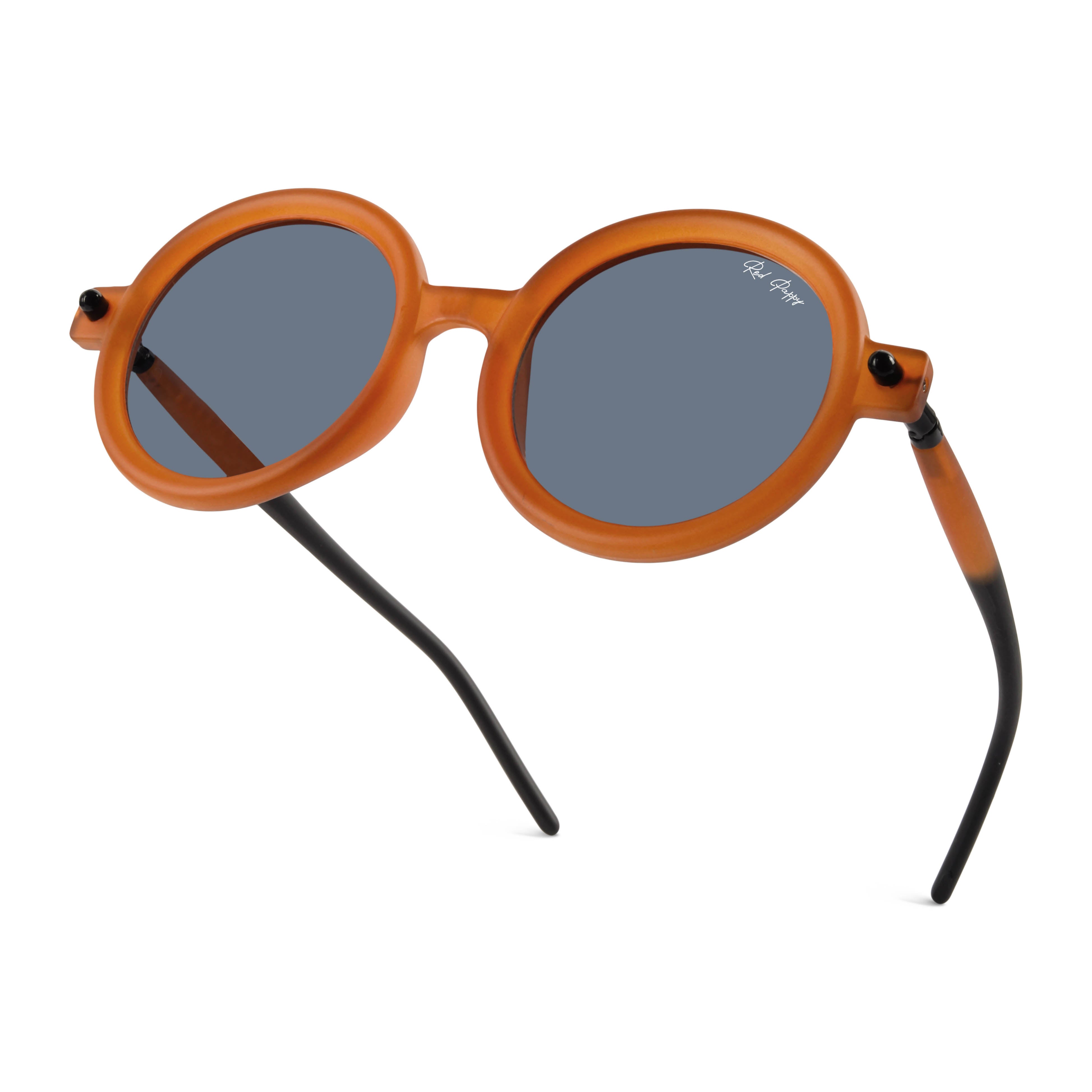 Red Pappy Swirl Orange Round Sunglasses