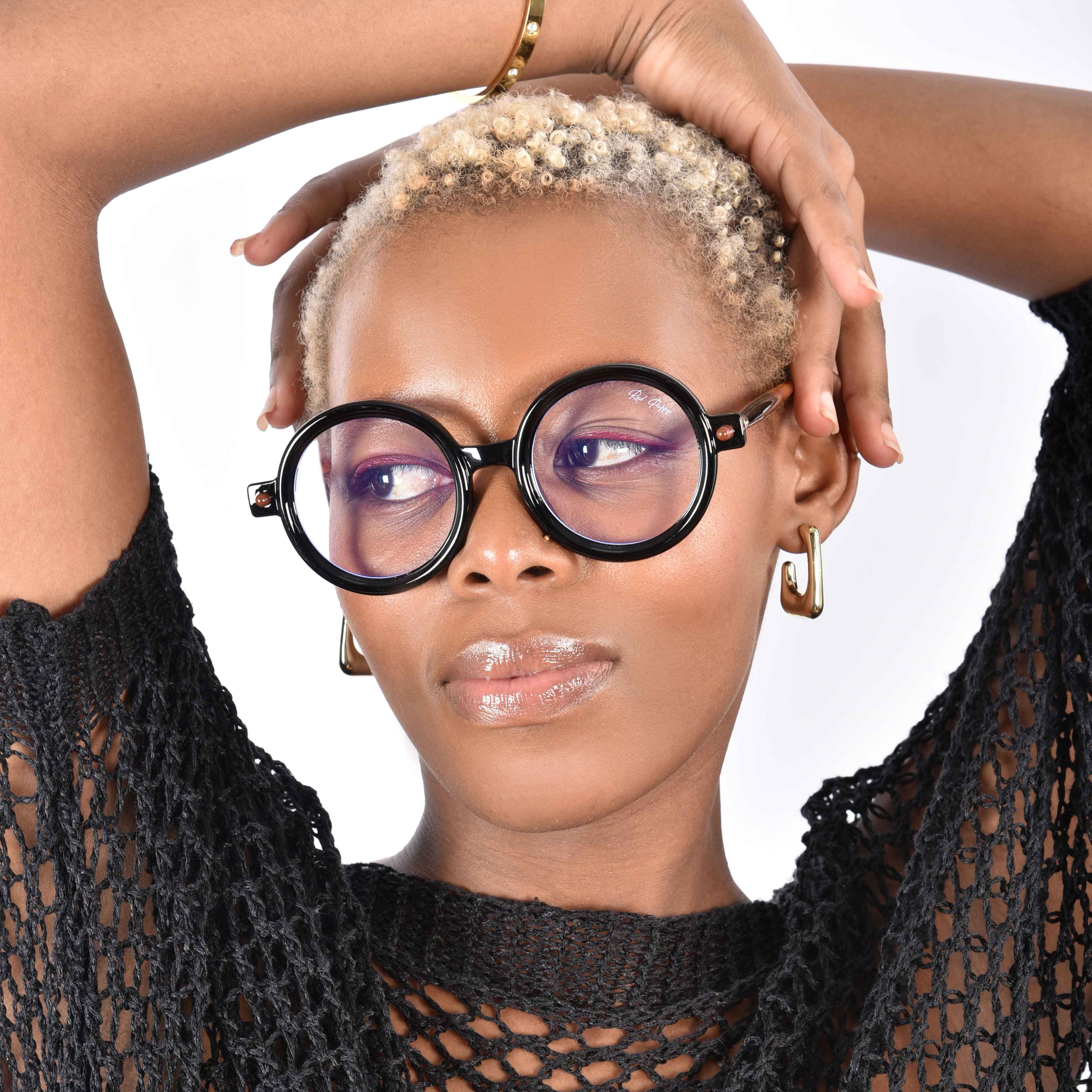 Red Pappy Swirl Printed Round Sunglasses