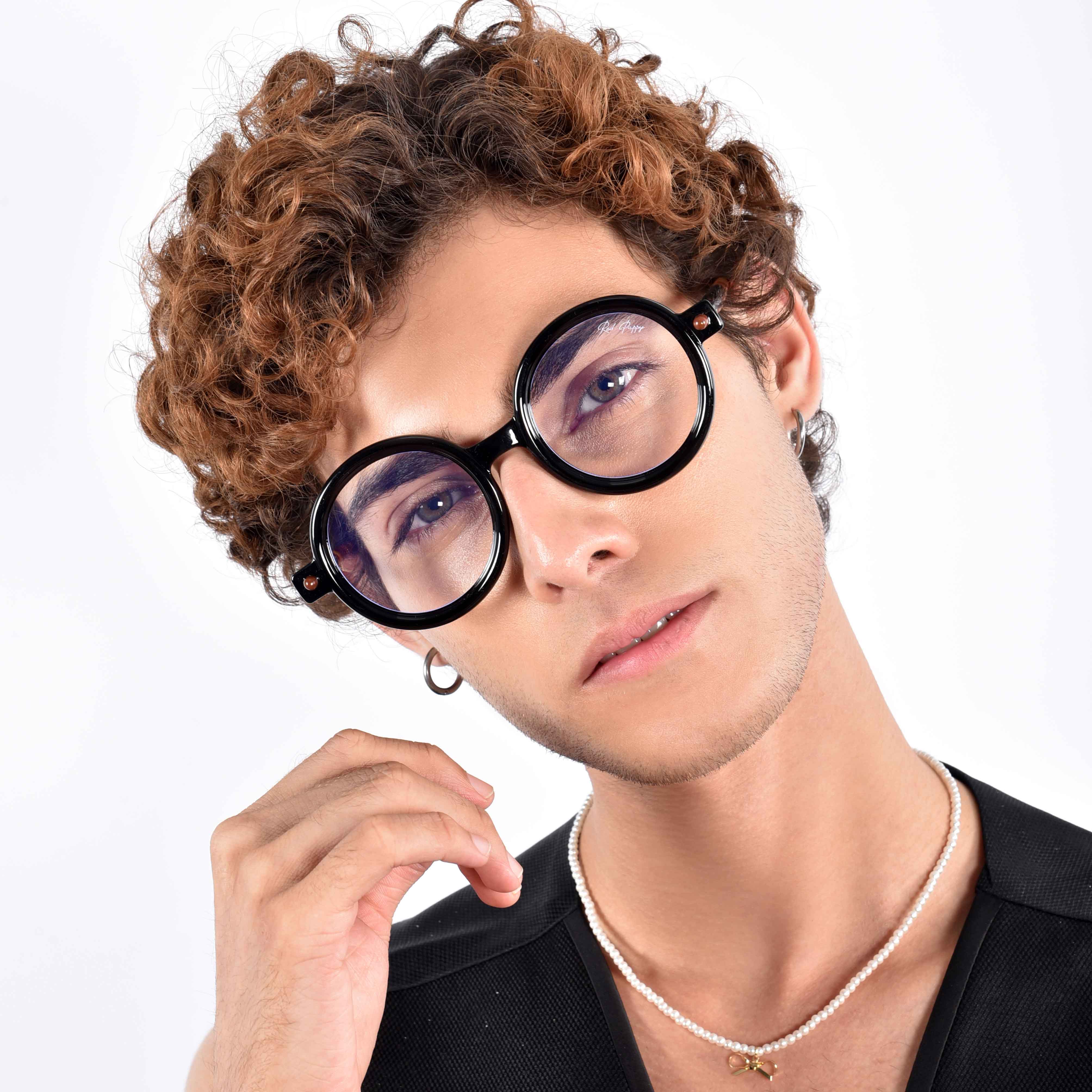 Red Pappy Swirl Printed Round Sunglasses