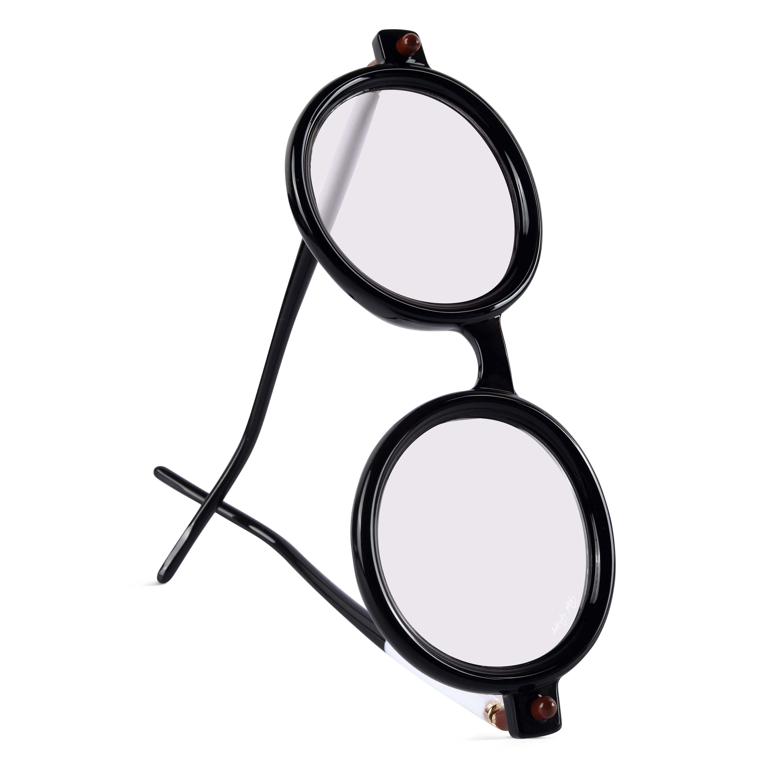 Red Pappy Swirl White Round Sunglasses