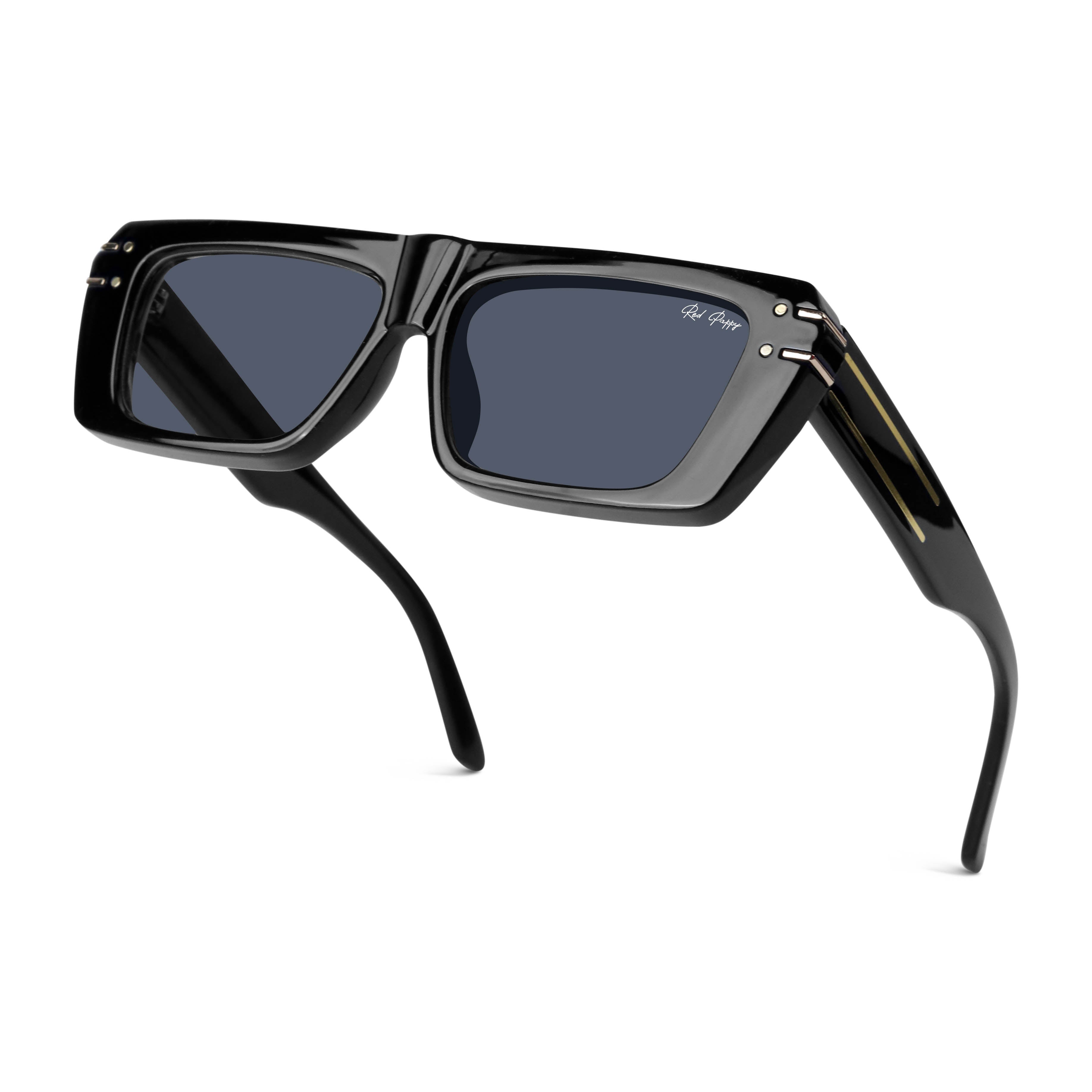 Tyntix Black Rectangle Sunglasses