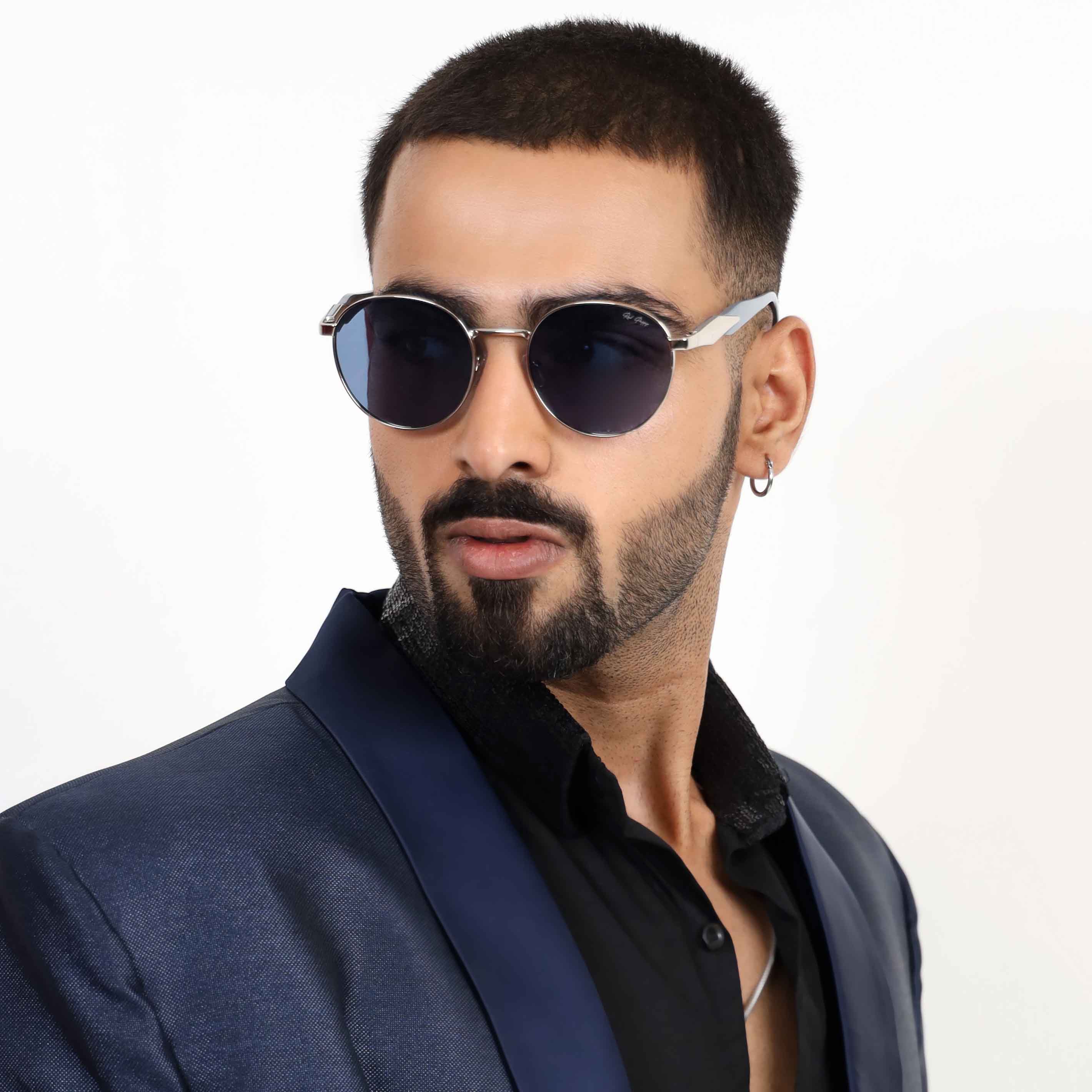 Zenon Blue Round Sunglasses