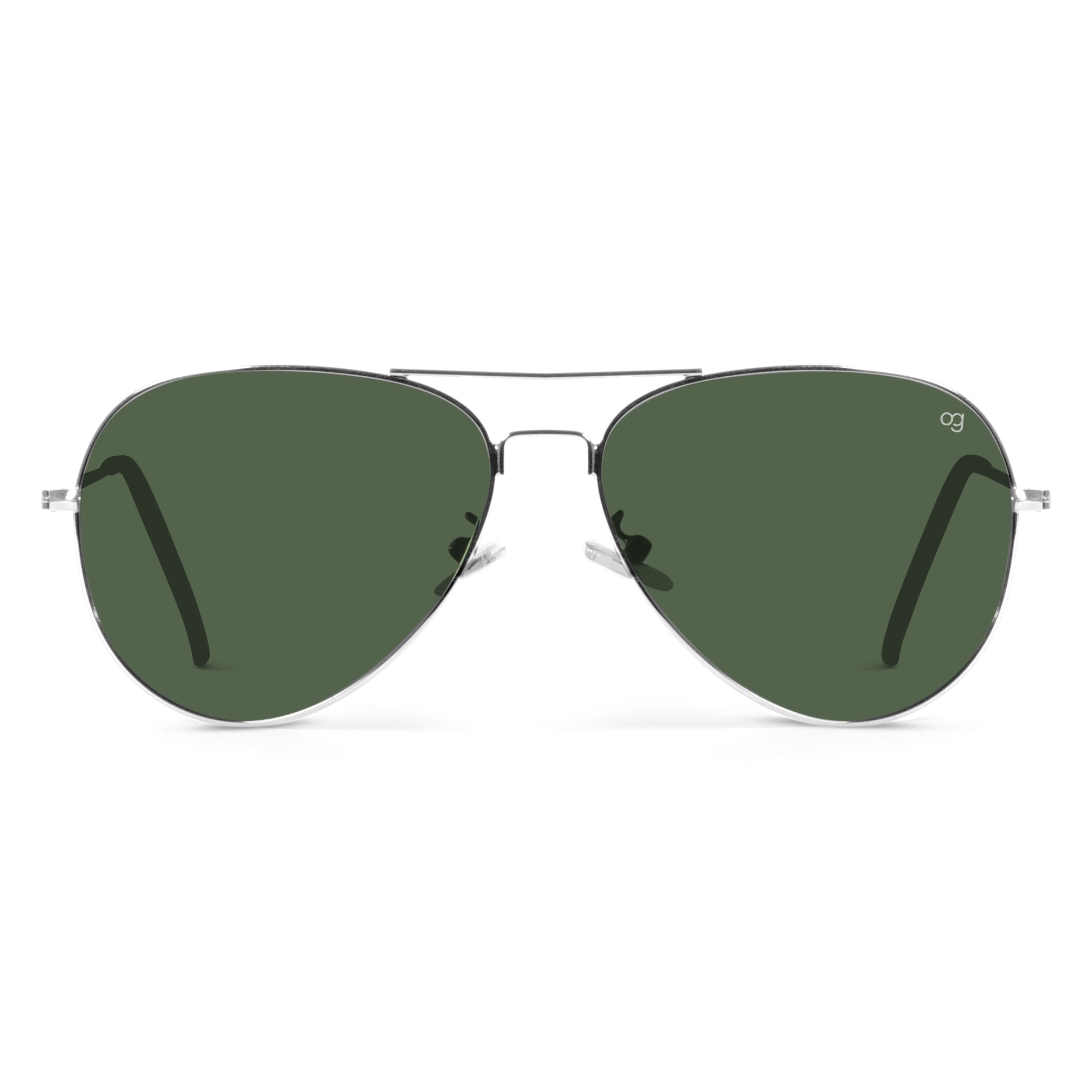 Shockpilot Green X Silver Aviator Polarized Sunglasses
