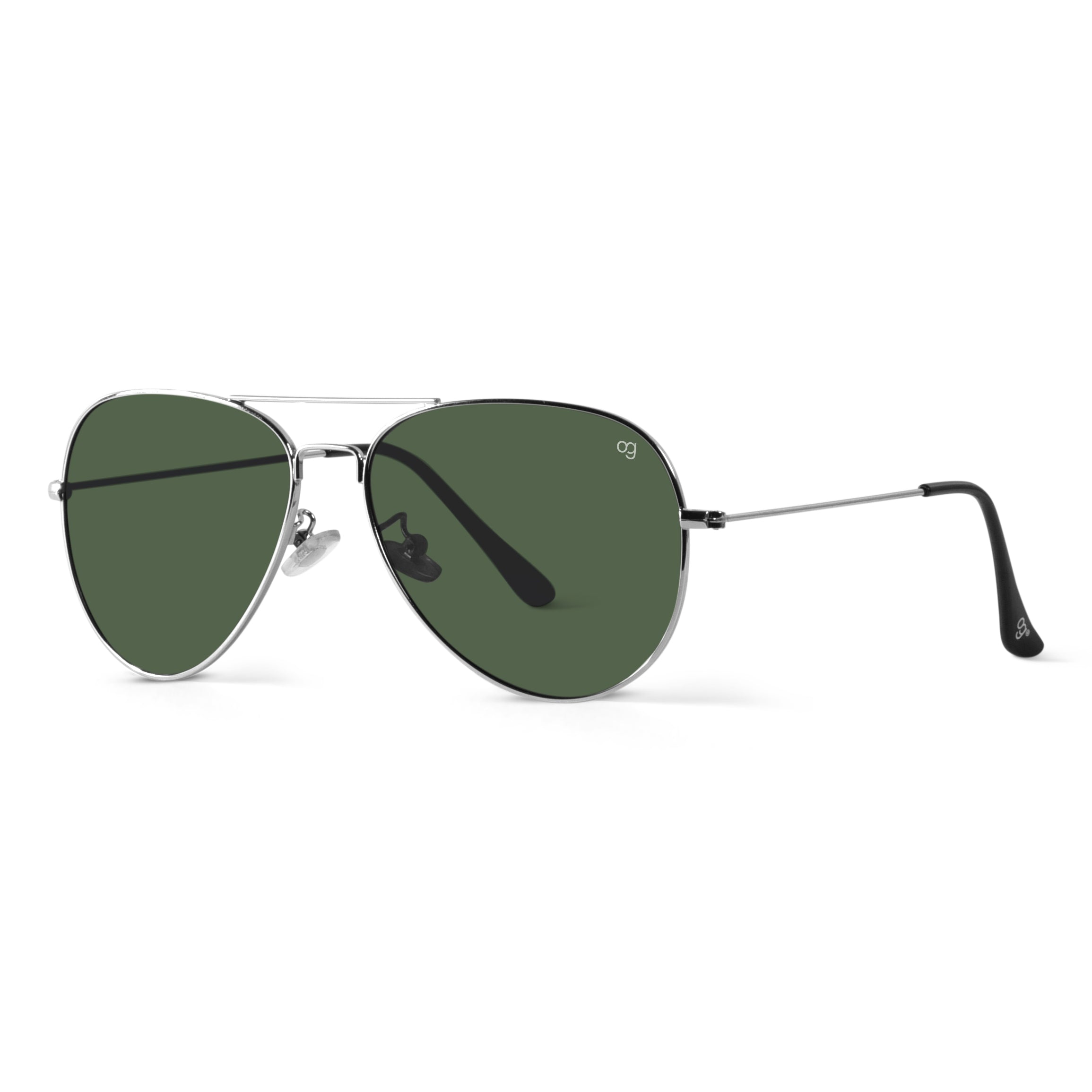 Shockpilot Green X Silver Aviator Polarized Sunglasses