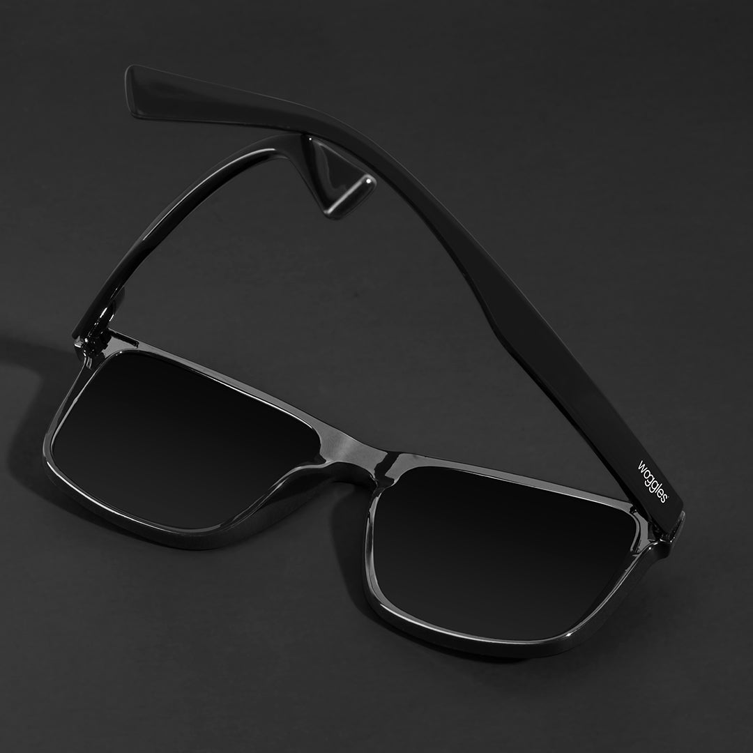 Auralite Black Polarized Square Sunglasses