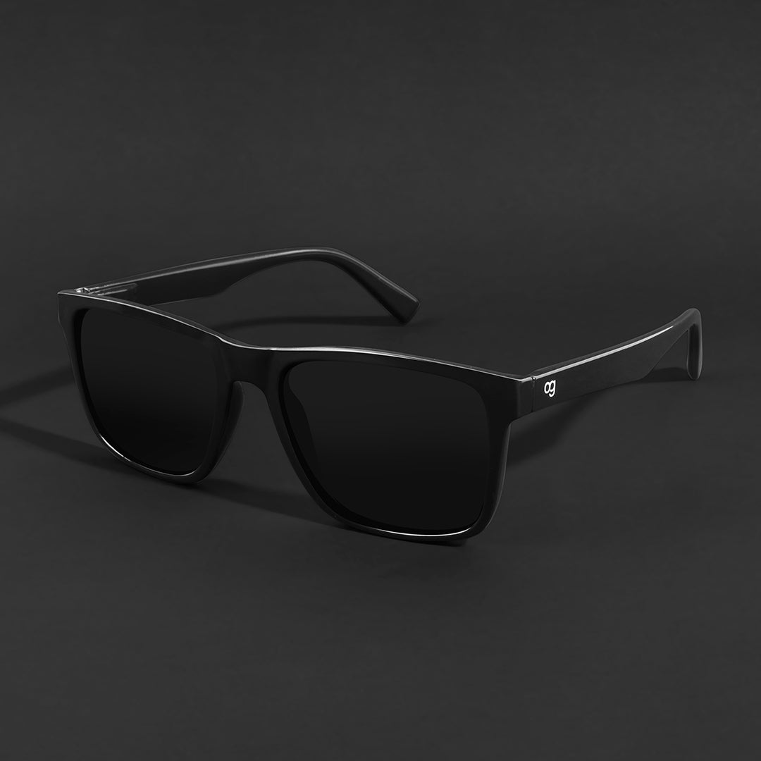Auralite Black Polarized Square Sunglasses
