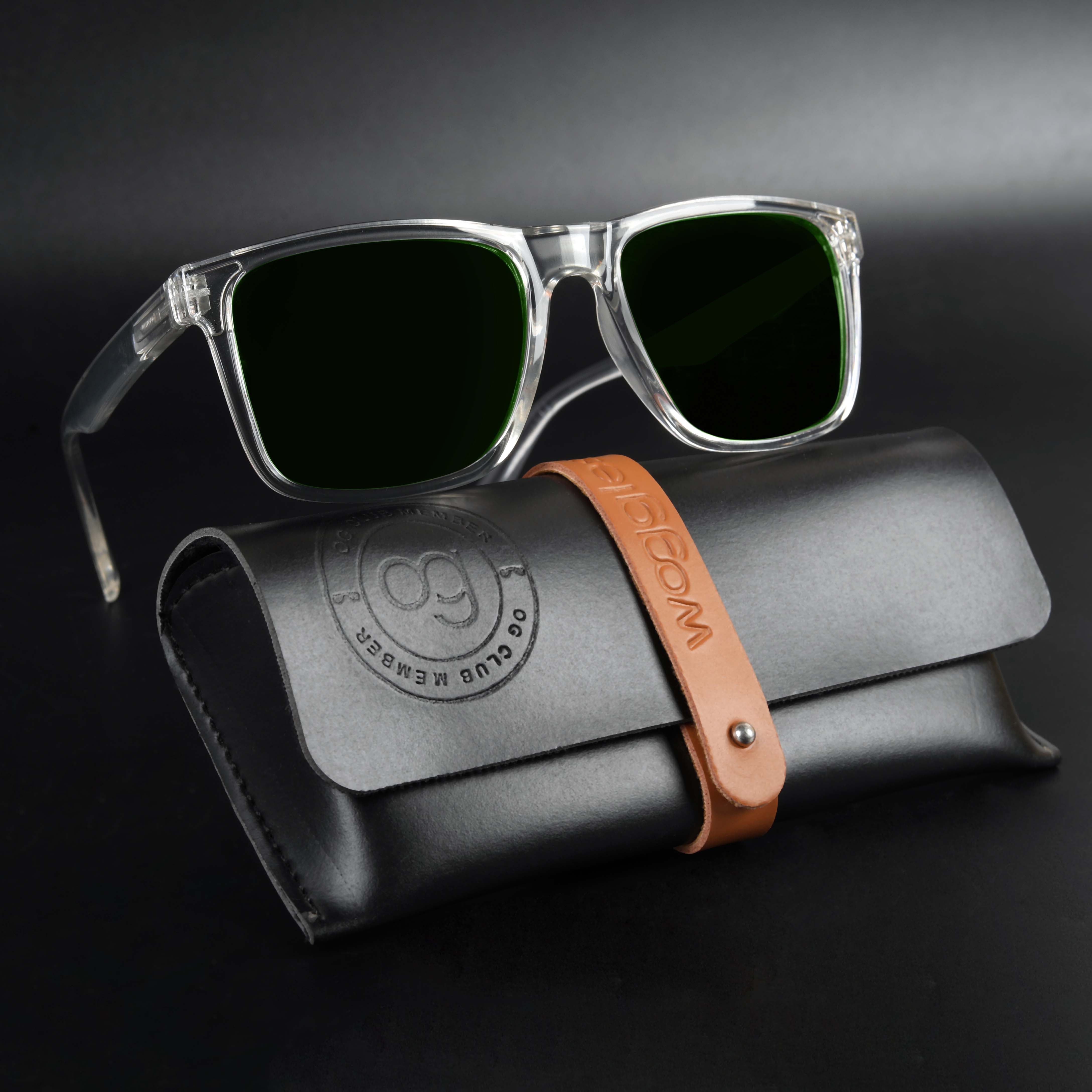 Auralite Green Polarized Square Sunglasses