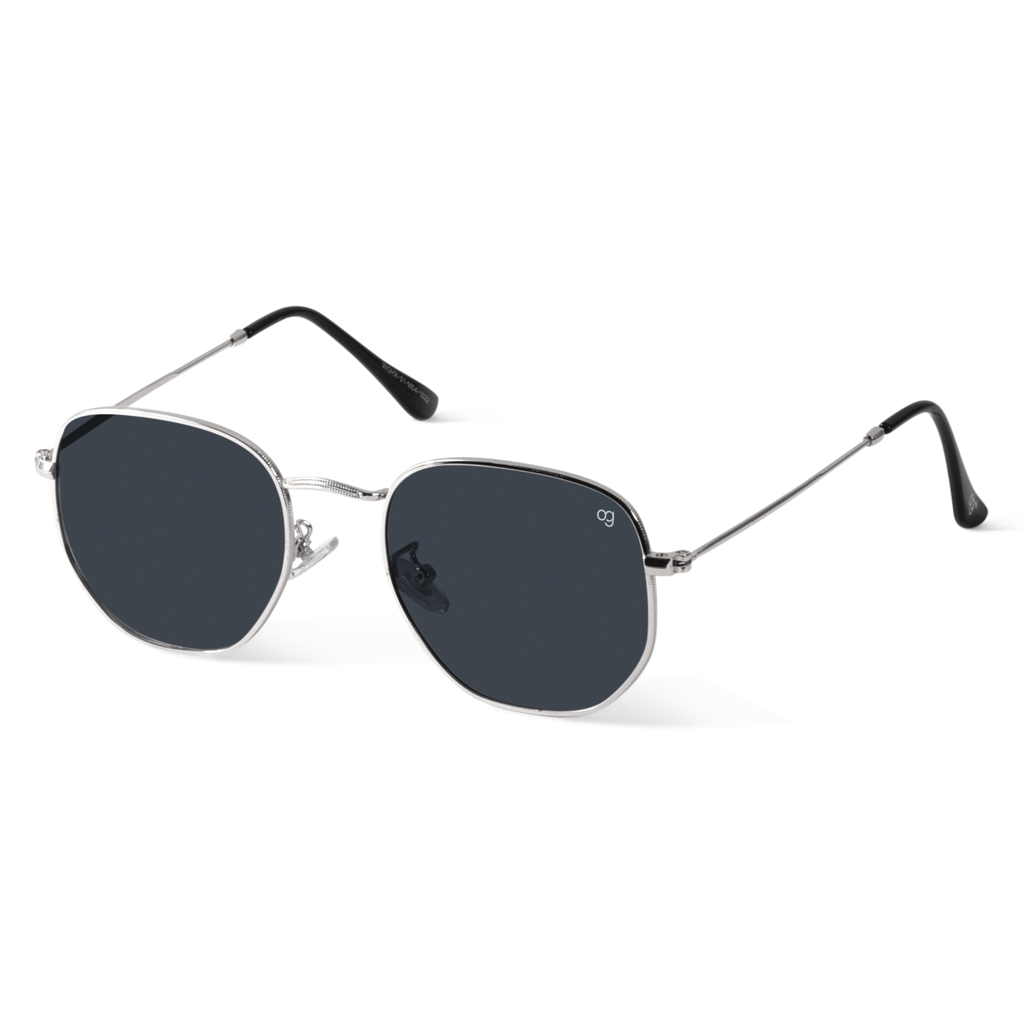 NukeShade Silver Hexagonal Polarized Sunglasses