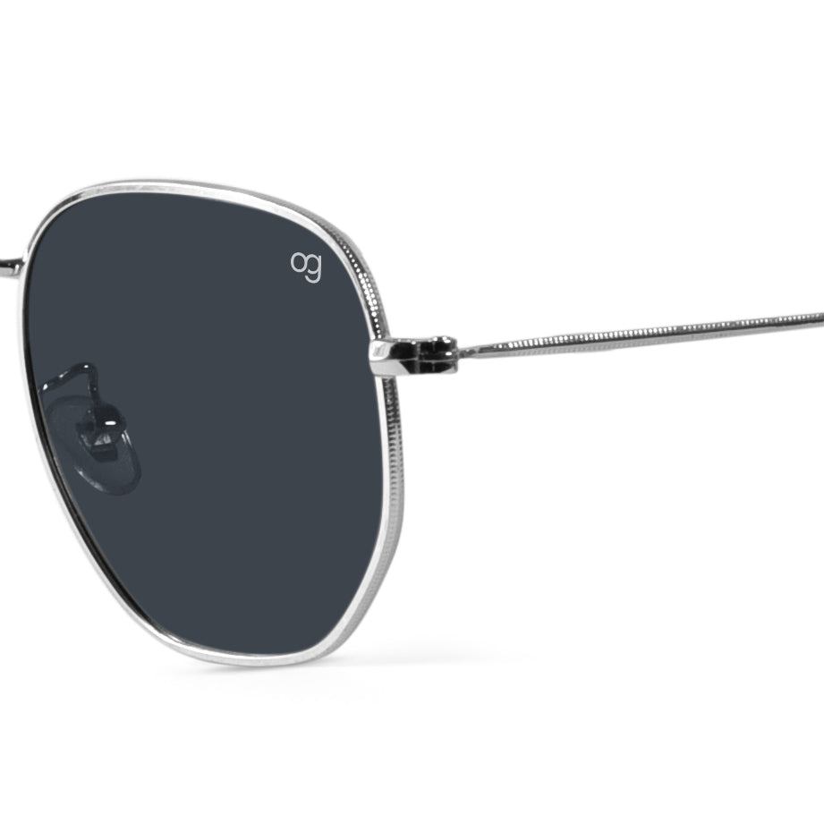 NukeShade Silver Hexagonal Polarized Sunglasses