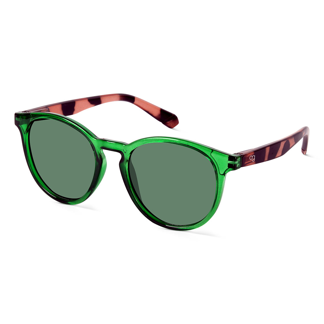Radon Green Polarized Round Sunglasses